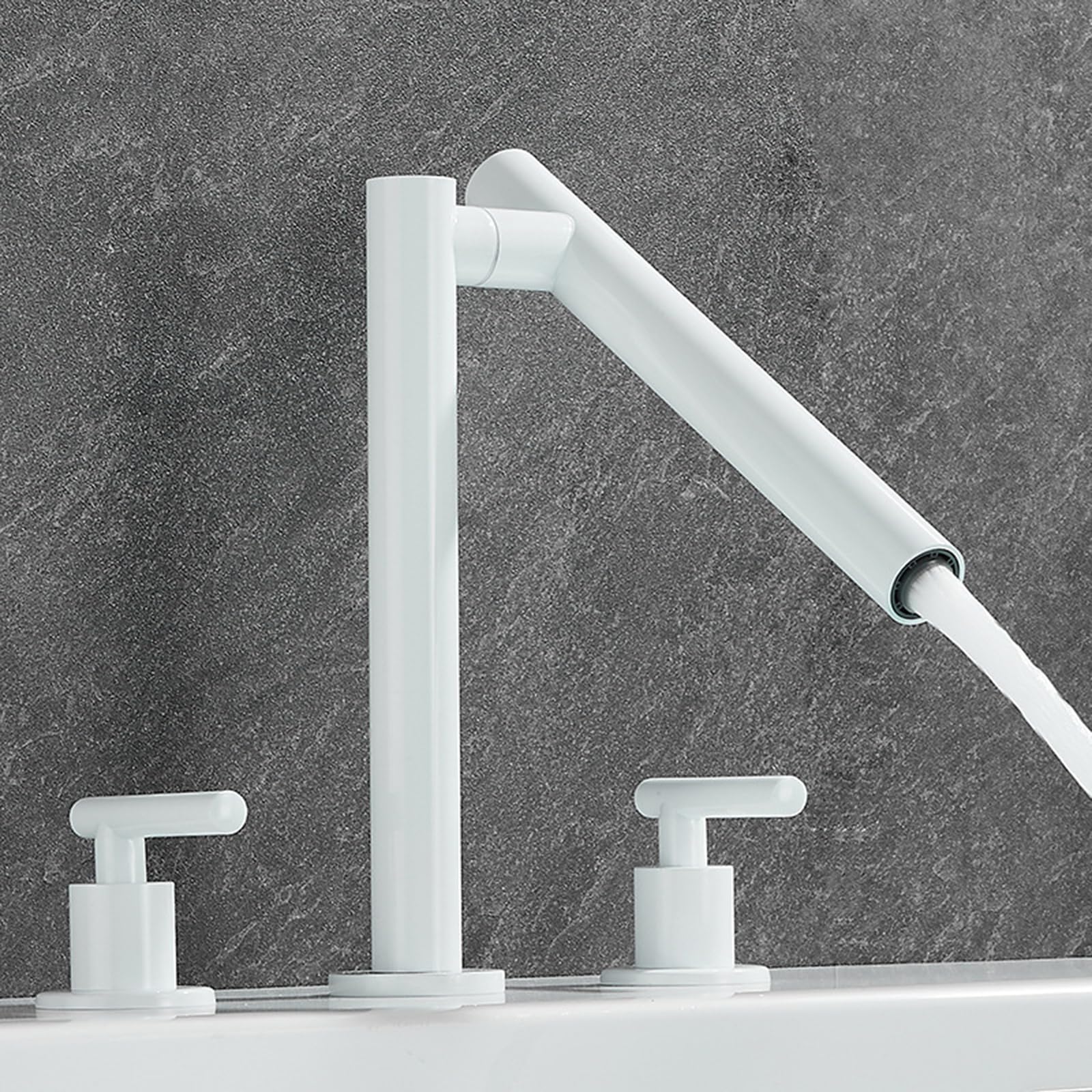 ZQFHSX Basin Faucets 3 Hole Brass Split Double Handle Faucet-Grey