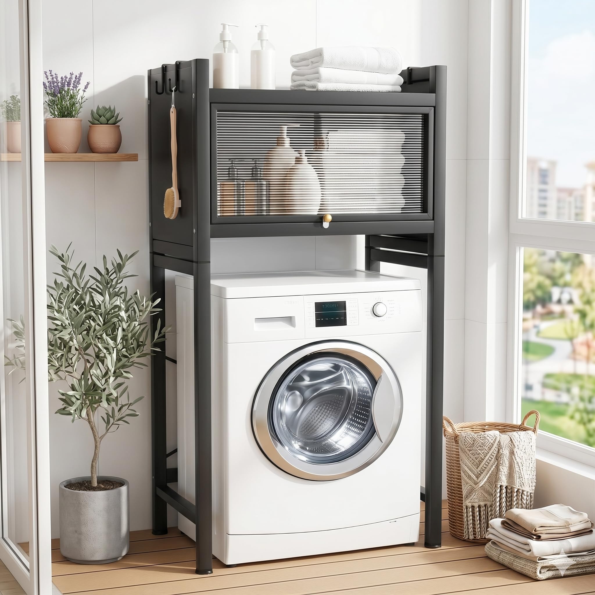 Scaffale sopra Lavatrice e WC a 2 Ripiani – Mobile Salvaspazio per Bagno e Lavanderia, er Lavatrice e Asciugatrice, Mobile da bagno, 70 x25x133.5cm