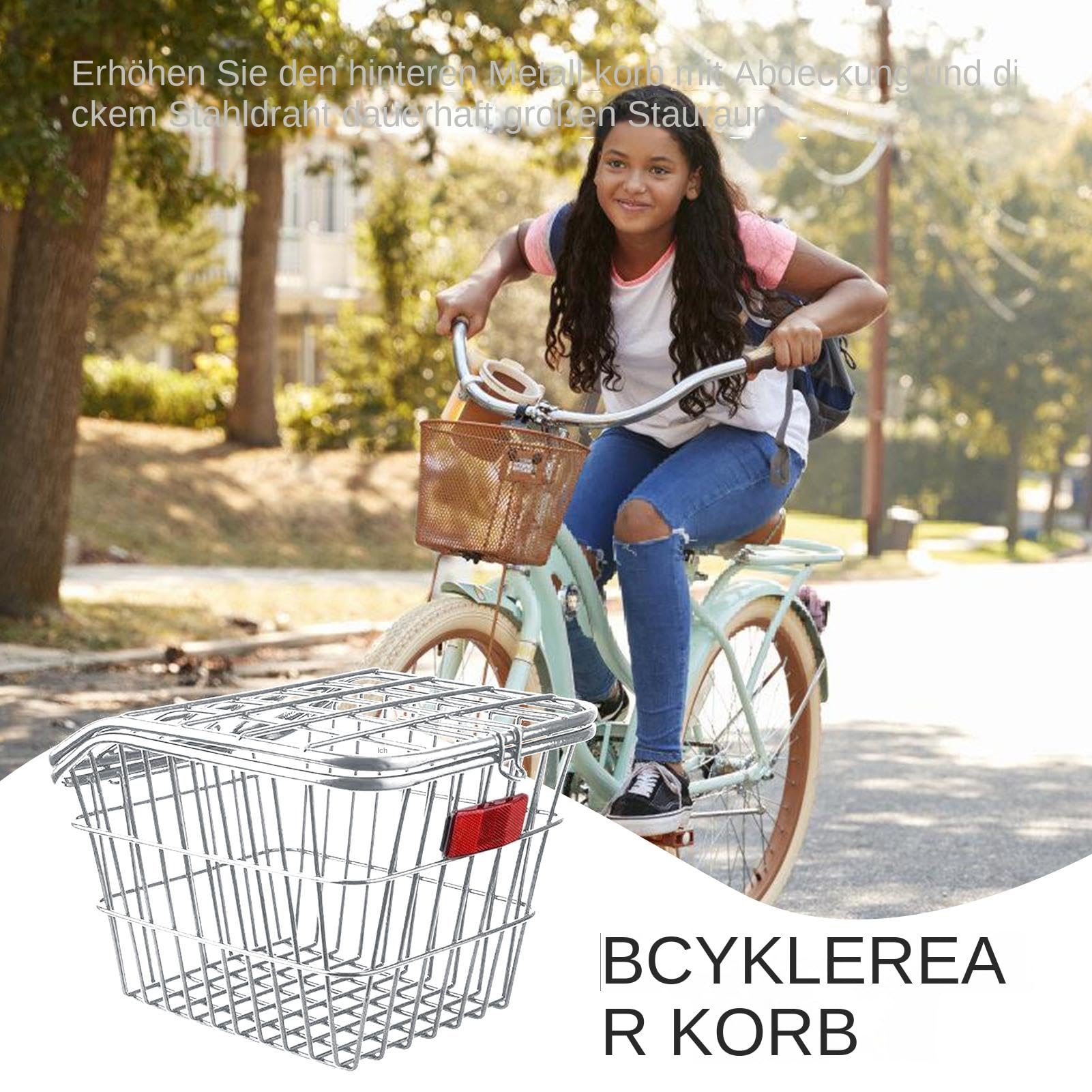 Cycle Rack metalowy kosz na rower górski z tyłu roweru górskiego o dużej pojemności do roweru górskiego o dużej pojemności, do szkoły, do plecaka, do szkoły