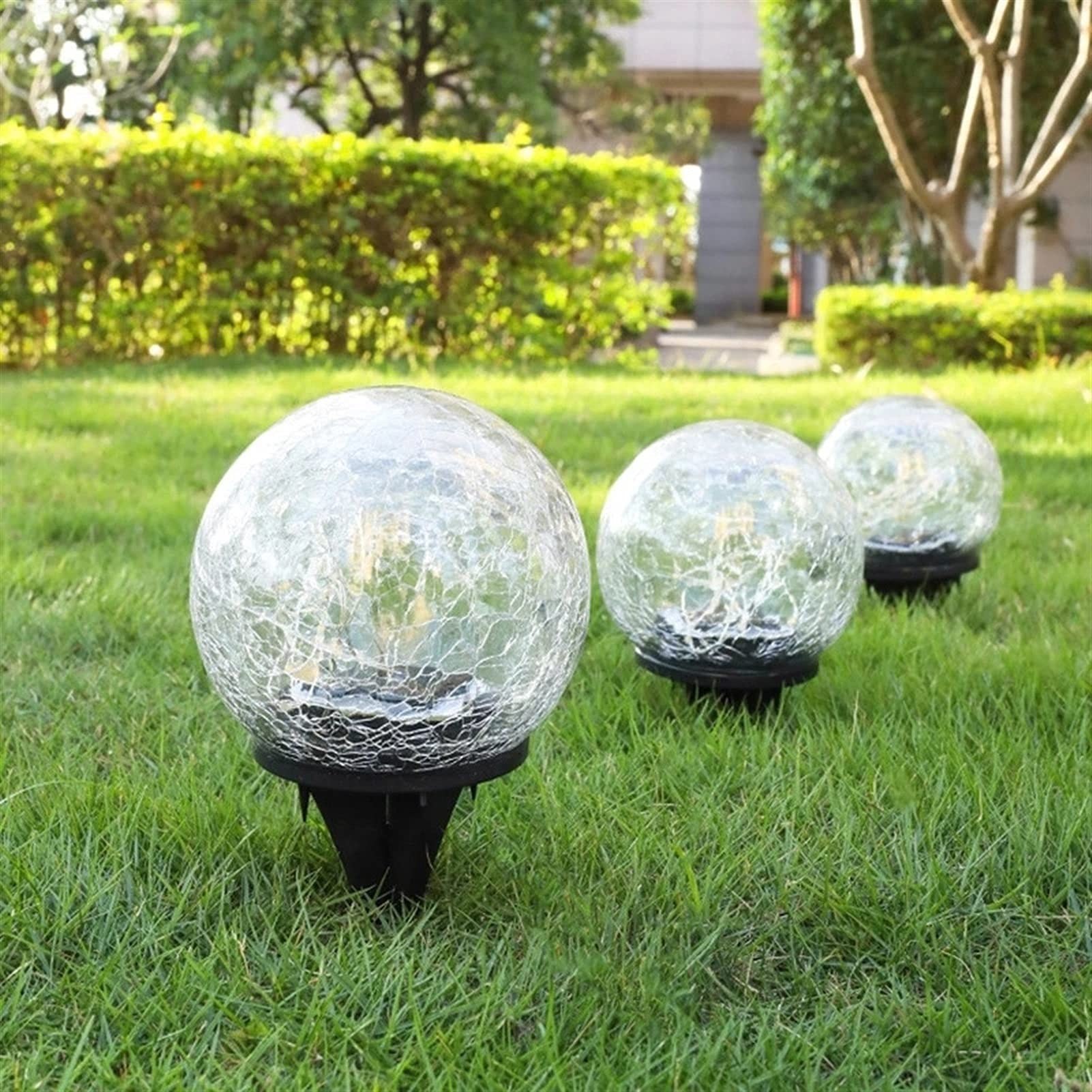 Luci solari da Giardino Sfera di Vetro incrinata for Esterni LED Bianco Caldo Impermeabile for Decorazioni Decorative Pathway Patio Yard (Color : 10CM Warm Light, Size : 2PCS)