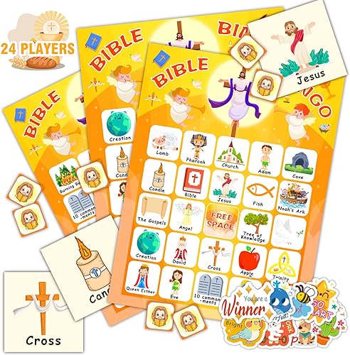 Miniatura 8 de Tarjetas de bingo de Acción de Gracias para 24 jugadores, juego de bingo de Acción de Gracias para niños con calcomanías de truco, juegos de bingo