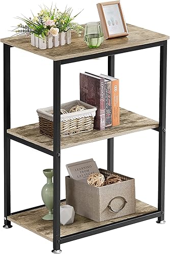 VECELO Mesa auxiliar de extremo alto, mesita de noche de 30 pulgadas de altura con estante de almacenamiento de 3 niveles para sala de estar,