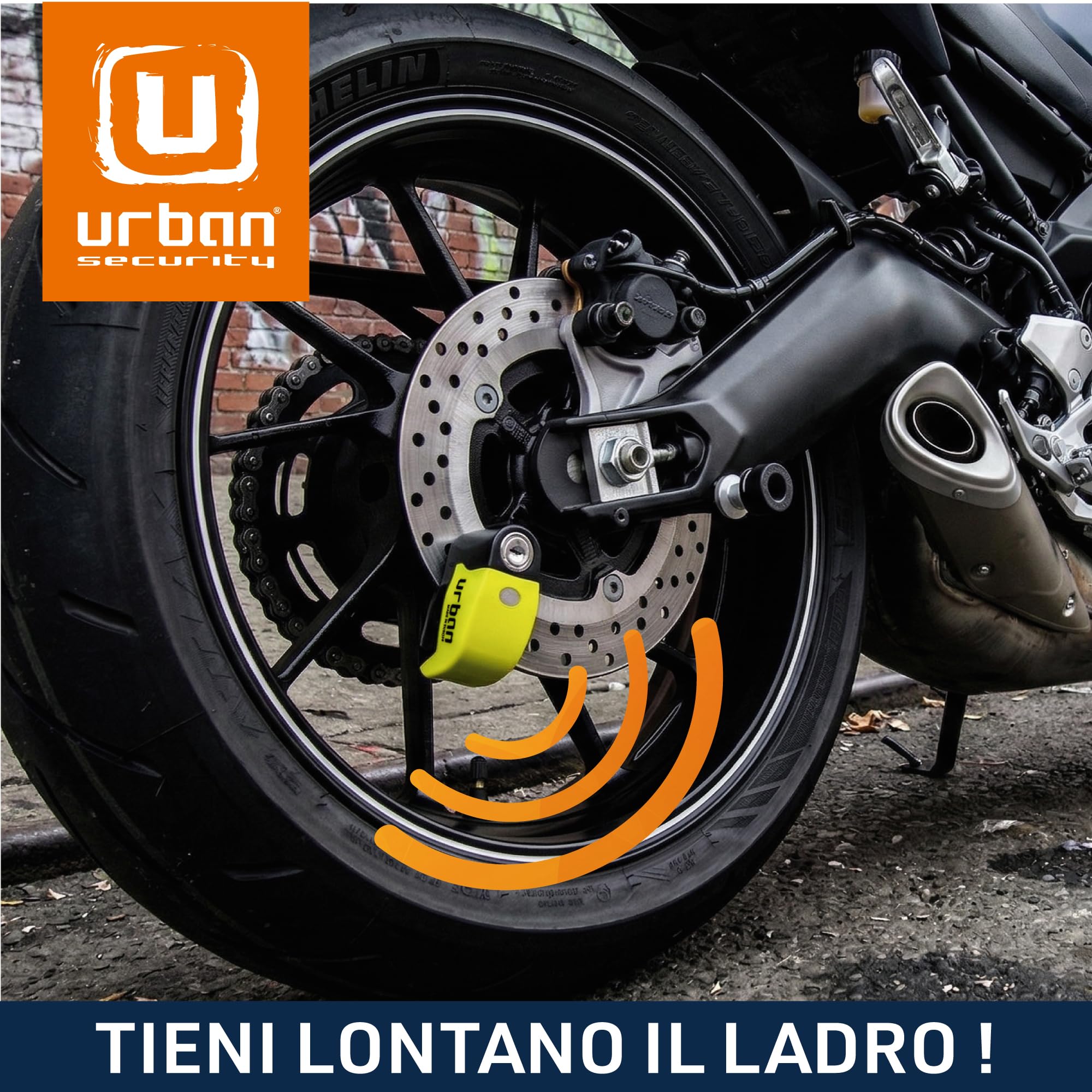 URBAN UR6 Antifurto Moto Blocca Disco con Allarme 120dB LED Impermeabile Sensibilità A+