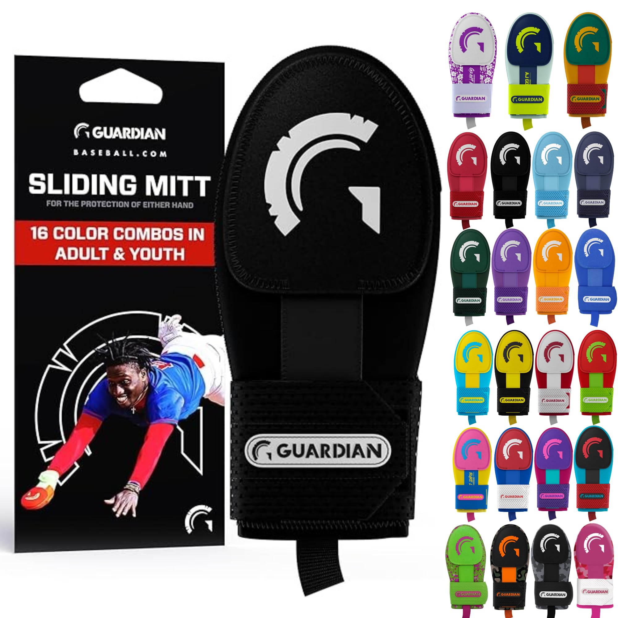 Guardian Baseball Sliding Mitt - Youth and Adult Sizes - Sliding Glove for Baseball - Elastic Compression Strap