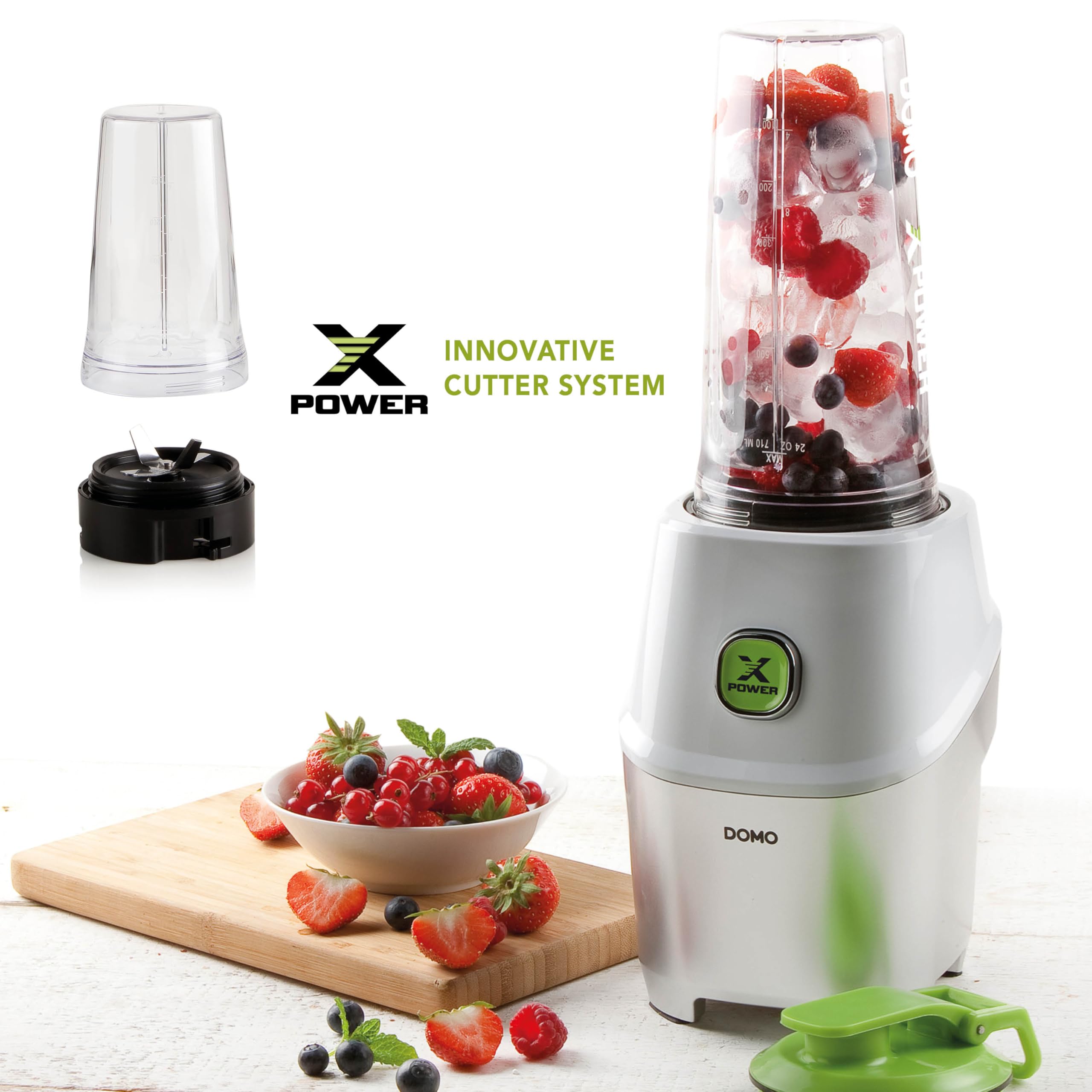 Powermixer Domo DO700BL z silnikiem o mocy 1000 W – miksowanie bezpośrednio w butelce, biały
