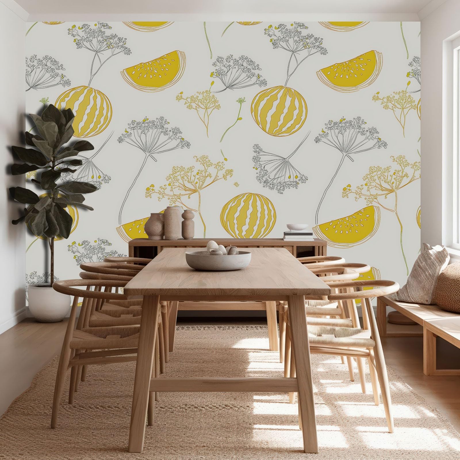 Tapeta Kreskówka Owoce Arbuz Paski Niestandardowy rozmiar Fototapety - Fototapety Nietkane Ręcznie Rysowane Fototapety XXL Dekoracja ścienna 200 x 140 cm