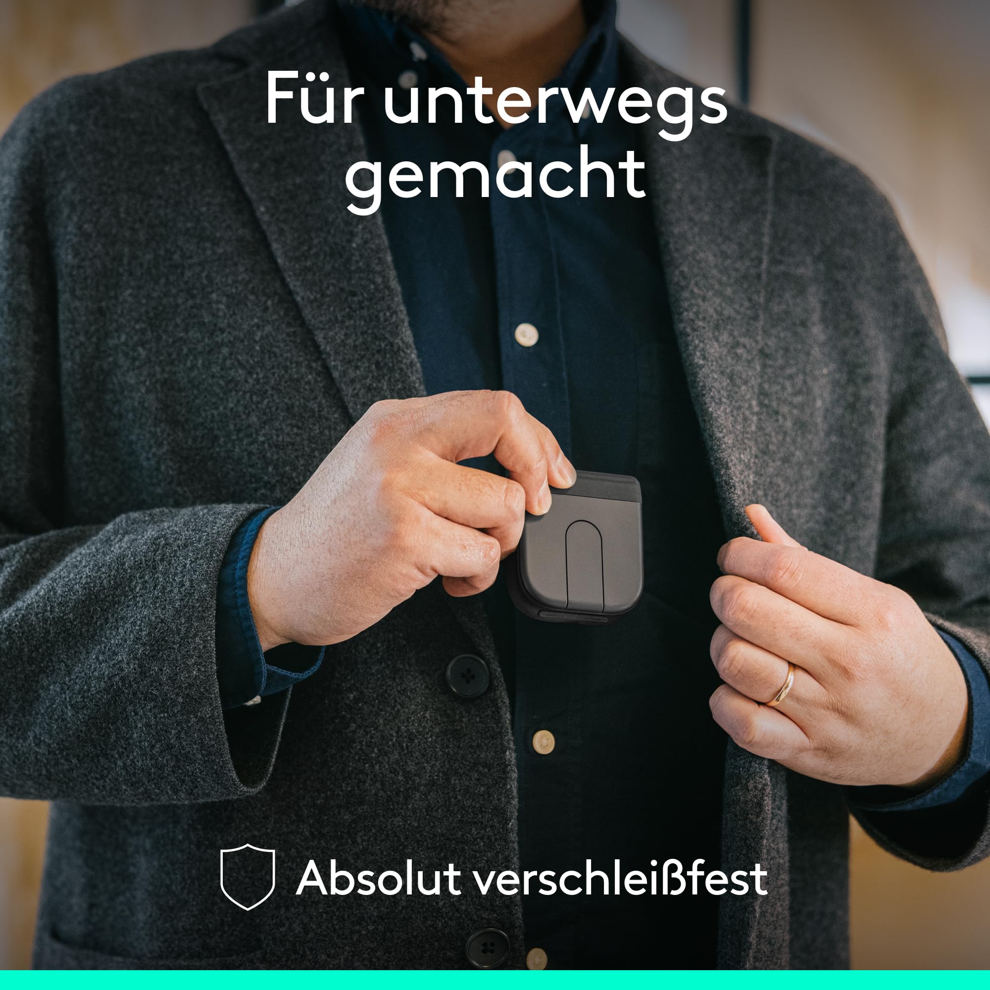 Logitech Mobi Fold for Business, Faltbare kabellose Maus mit Touch-Scroll, leisen Klicks, 4K DPI, Logi Bolt Empfänger, Bluetooth, Fast Pair, Works with Chromebook, PC, Mac - Graphit