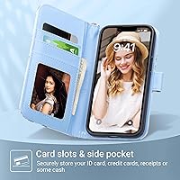 Vista 2 de ULAK Funda tipo cartera compatible con iPhone 13 para mujer, piel sintética de alta calidad con tarjetero, función atril, funda tipo cartera