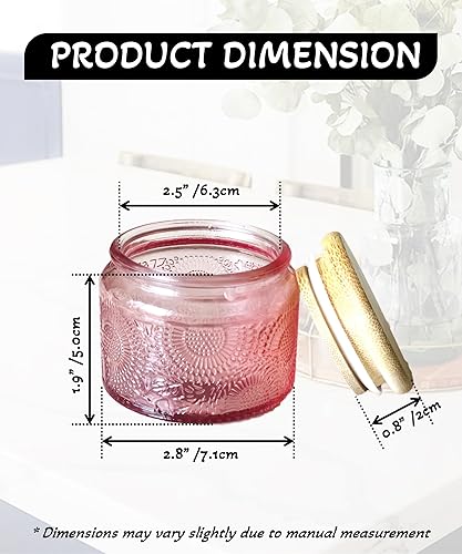 Miniatura 2 de LINGSHINE Mini tarros de vidrio con tapas de bambú reutilizables, paquete de 12 unidades de 4 onzas en relieve de color mixto, decoración del hogar,