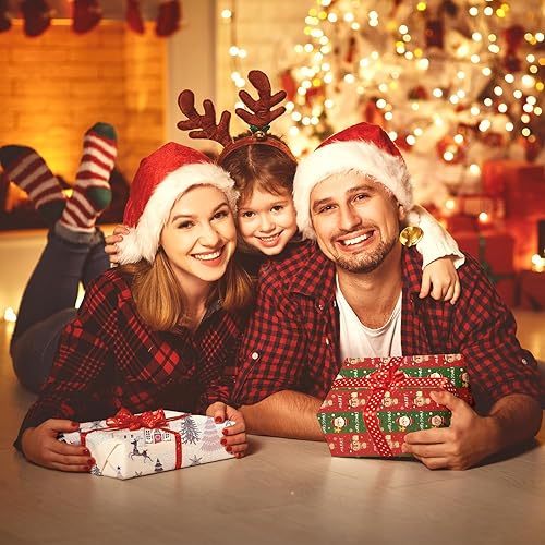 Miniatura 7 de MAMUNU Hojas de papel de regalo de Navidad, papel de estraza vintage azul marino y verde para mujeres y hombres, juego de papel de regalo con