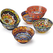 vancasso Boho Cereal Bowls Set of 6, 24 Oz Ceramic Soup Bowl for Kitchen
