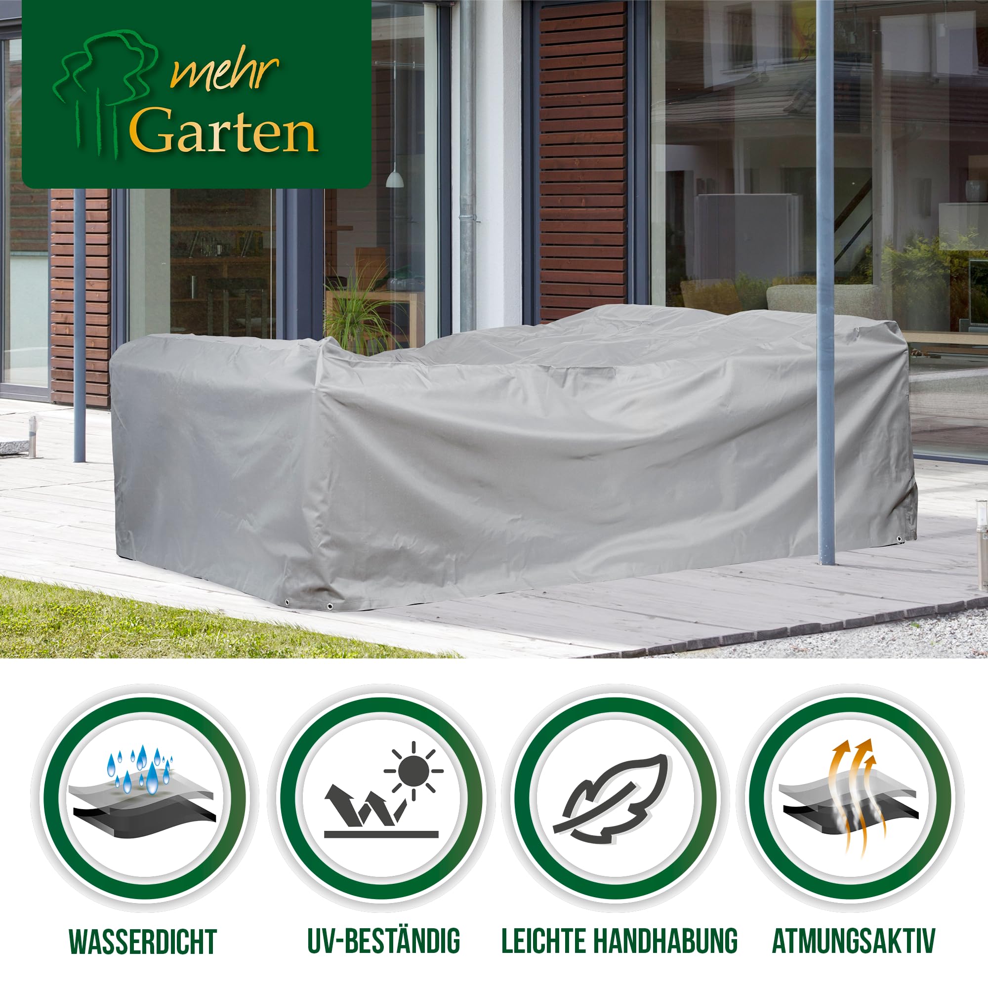 Premium Protect Abdeckung Lounge rechteckig 230x165x80 cm | wasserdicht, UV-beständig und atmungsaktiv – 2-lagiges Polyestergewebe, Schutzhülle für Gartenmöbel mit Kordelzug