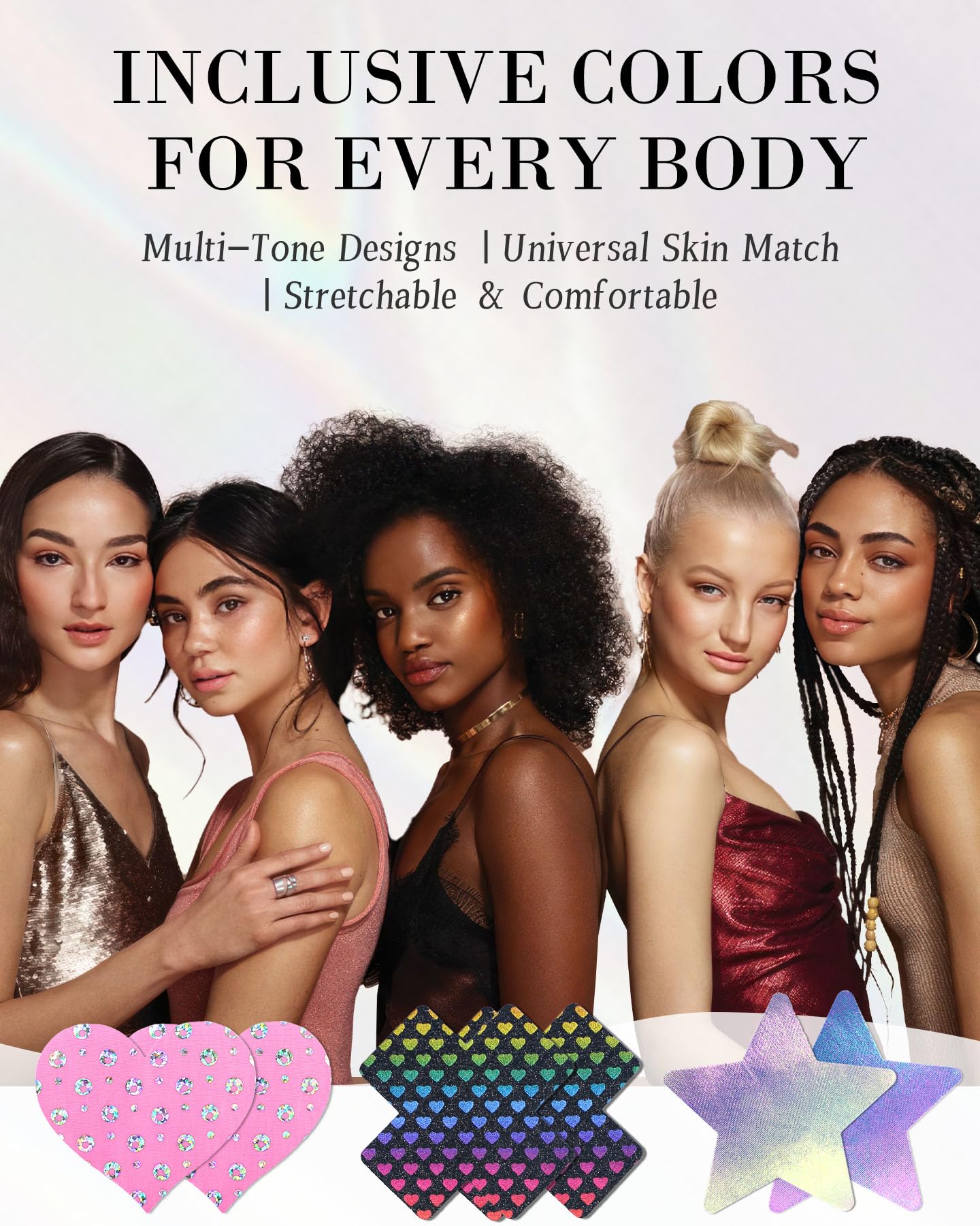 RIFAUM Rave Nipple Pasties Lingerie Accessories for Women Bra Boob Stickers Multicolored Nipple Covers: 02 Pink/Holographic 9