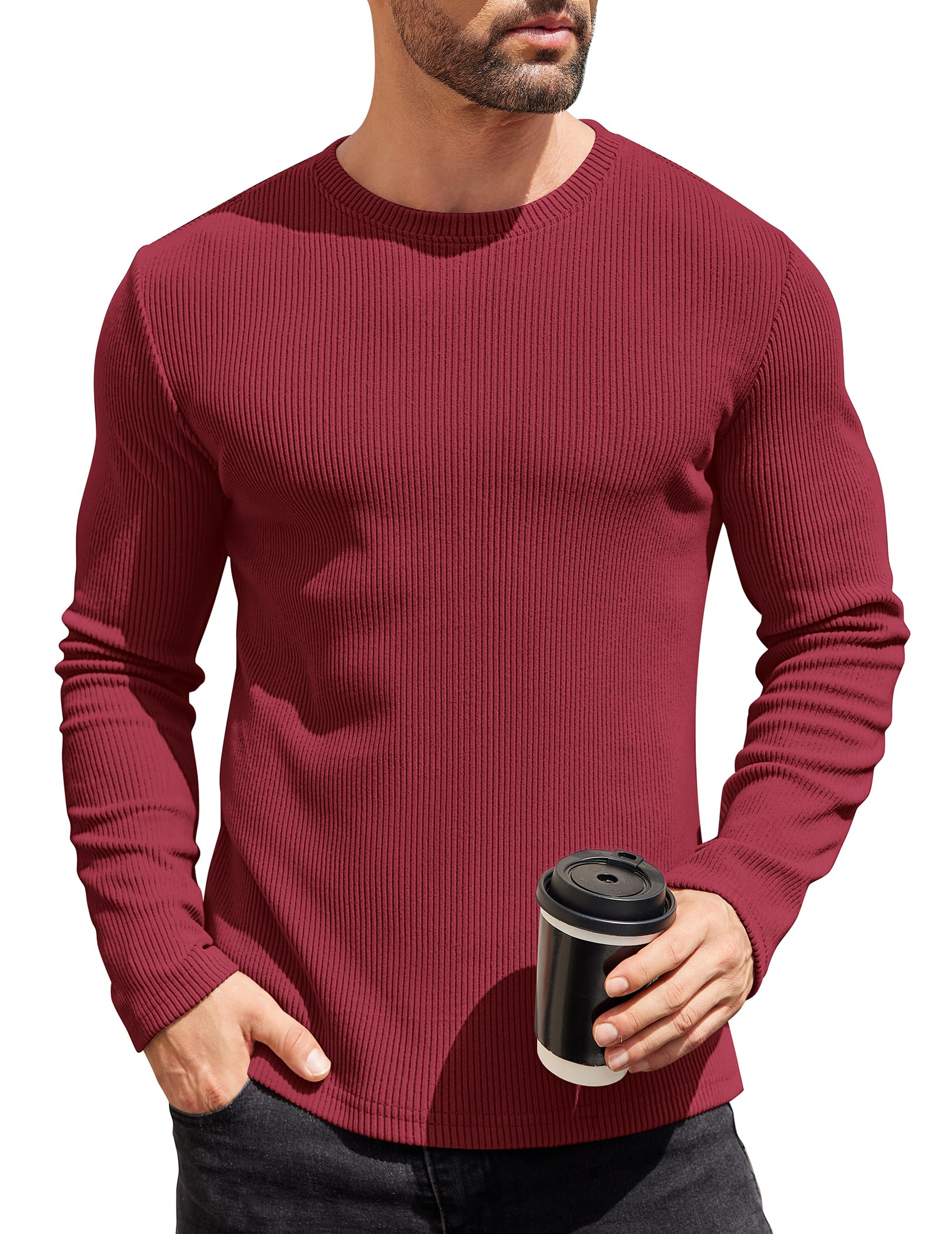 COOFANDY Herren Strickpullover mit Rundhals Slim Fit Casual Leicht Winterpullover Basic Männer Pullover