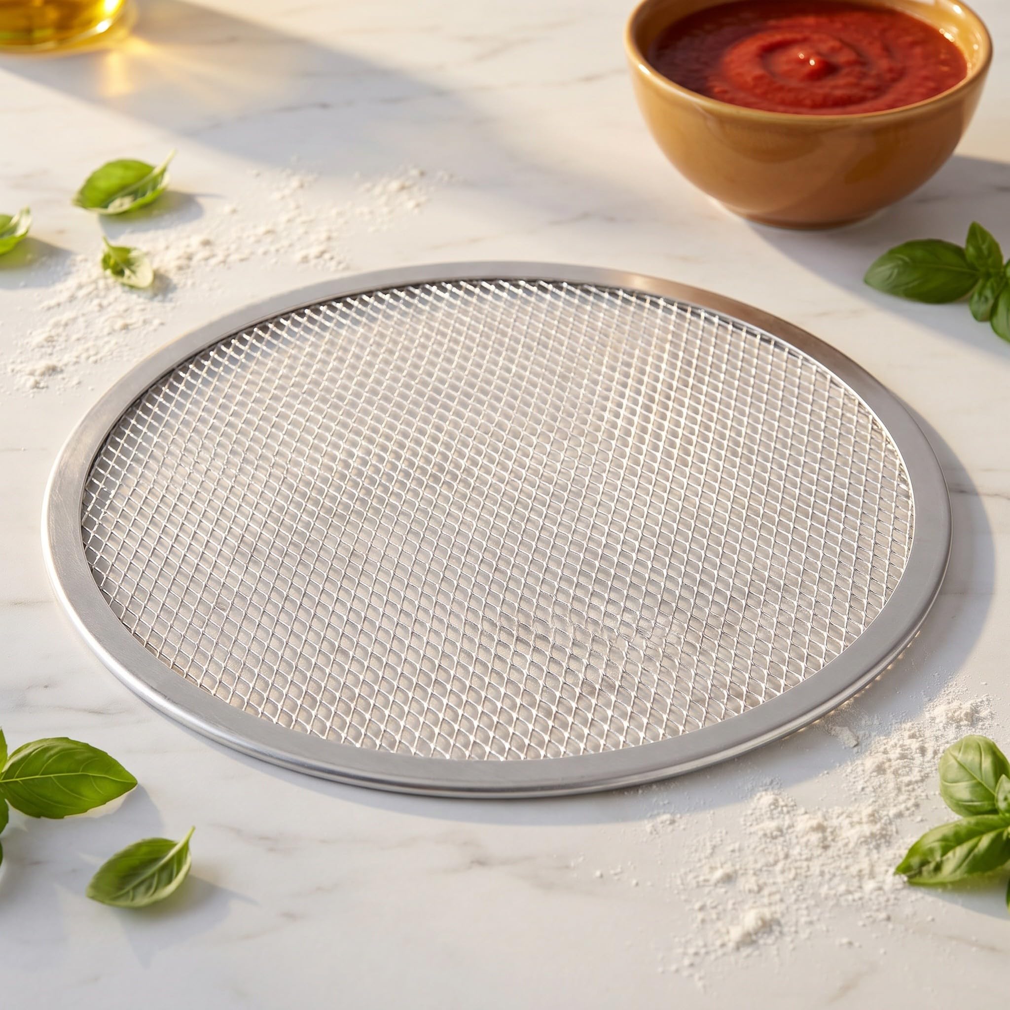 ibasenice 3 pezzi Teglia per pizza in alluminio da 14" con fori antiaderenti perforati
