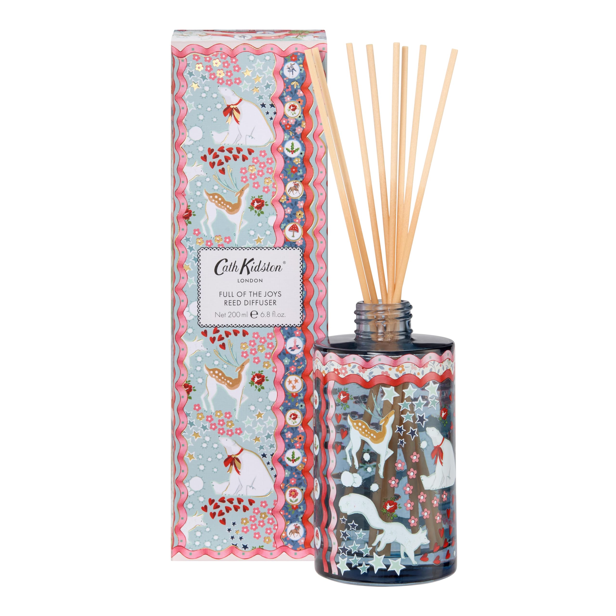 Cath Kidston Diffuser 200ml, Home Fragrance, Mint Leaves, Amberwood, Scent, Sustainable Glass Vessel, Lasts 8 to 12 weeks, Vegan and Cruelty Free, Housewarming Gift