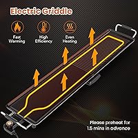 Vista 6 de COSTWAY 39.5” Electric Griddle, Extra Large Teppanyaki Grill with 2 Nonstick Surfaces, Adjustable Temperature, Insulated Handles & Drip Tray, Indoor