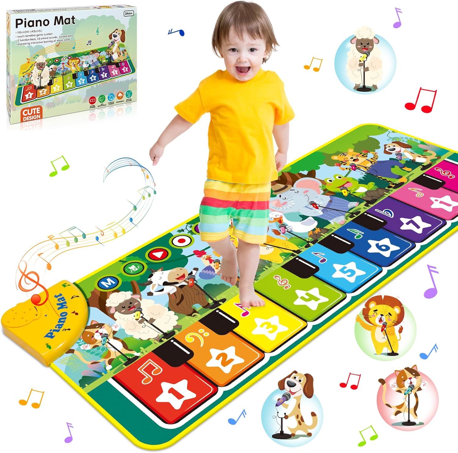 Dromlag Musical Toys for 1 2 3 Year Old Boys Girls, Musical Piano Dance Mats for Kids with 10 Animals Sounds, Early Educational Toddler Toys Birthday Gifts for Boy Girls – Easter Gifts for Kids