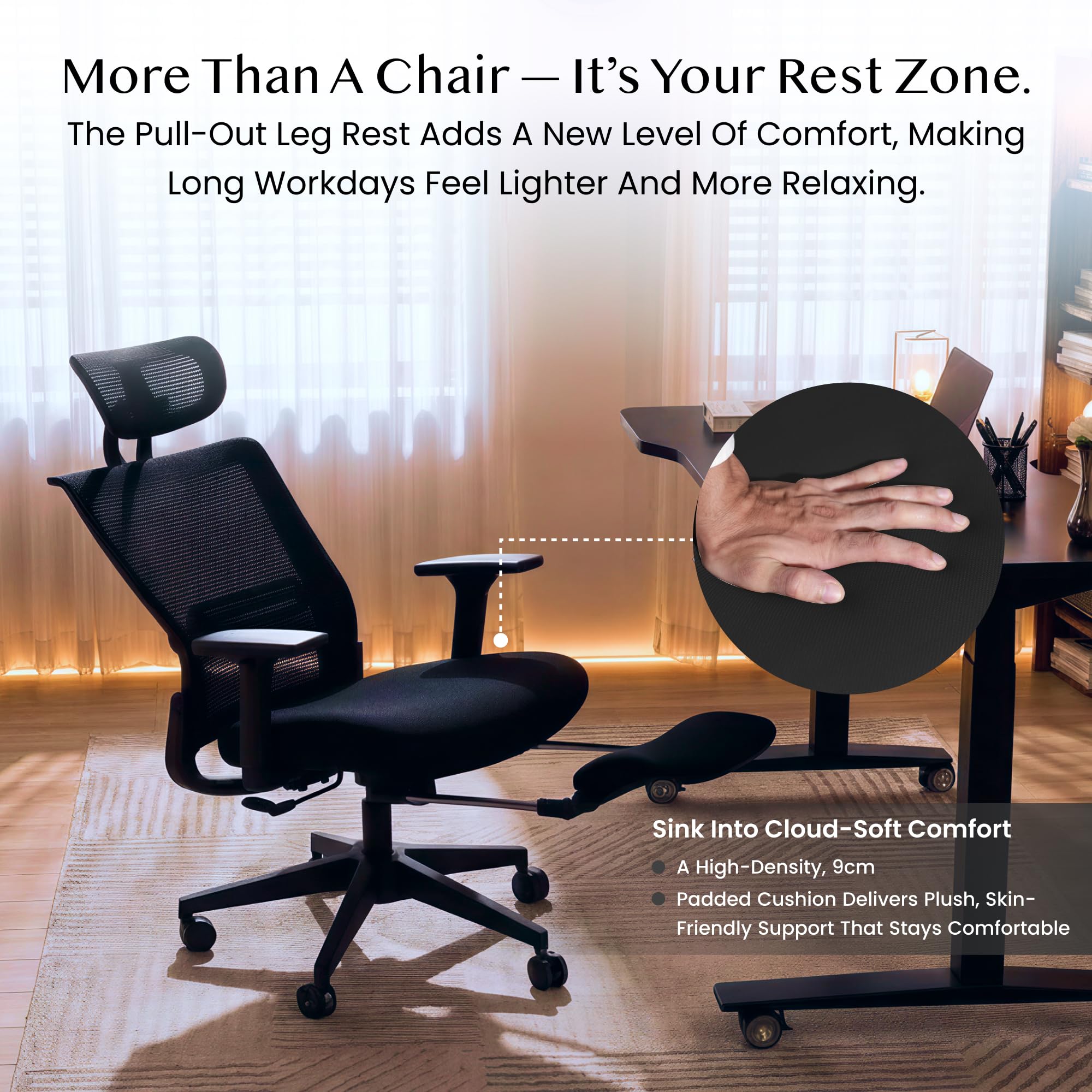 FLEXISPOT Ergonomic Office Chair, Folding Office Chair for Small Spaces with Adjustable Lumbar Support, Armrest and Headrest - Image 7