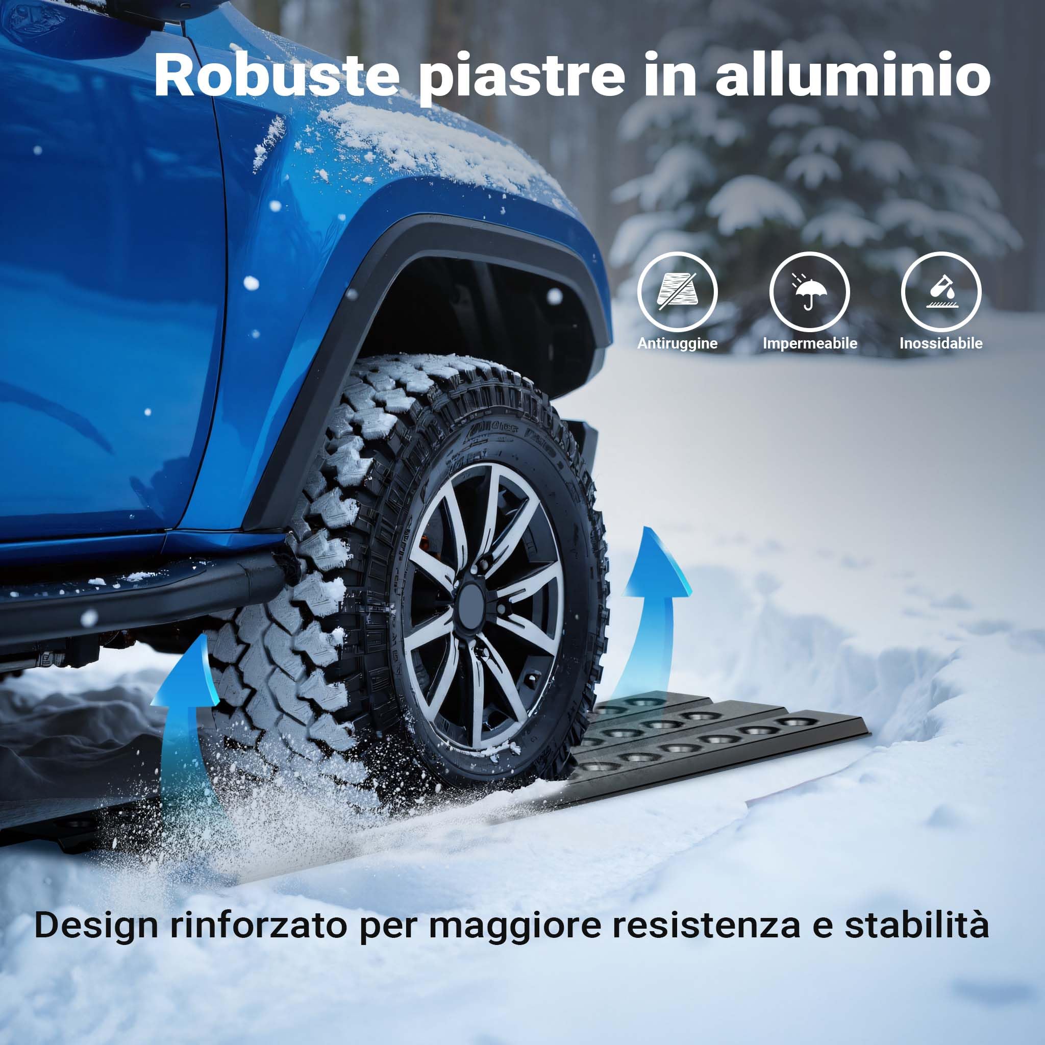 Wiltec Piastre da Sabbia 1 Coppia 150x45 cm in Alluminio per Recupero Auto Fuoristrada Veicoli SUV