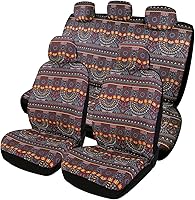 Vista 16 de PONYJOYUP Baja Saddle Blanket - Fundas de asiento de automóvil, 4 piezas delanteras, transpirables y lavables, tejido a rayas, funda de asiento