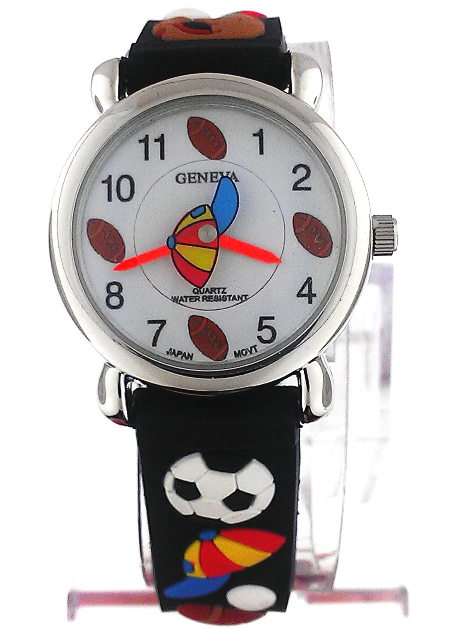 Geneva 3D Sports Black Rubber Band Kids Watch #CH-51