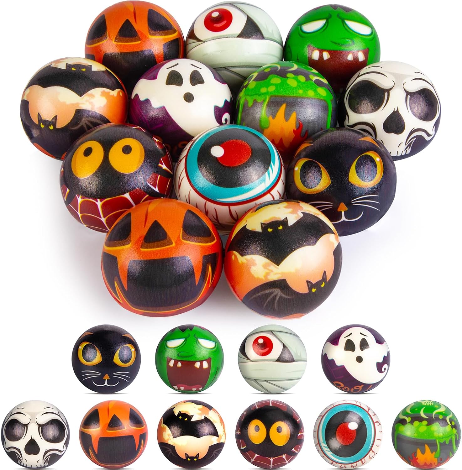 LovesTown 12 PCS Halloween Stress Balls, Halloween Sensory Fidget Toys