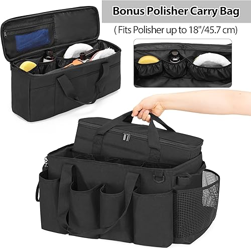 Miniatura 9 de Bolsa de detalles con bolsa de transporte pulidora, caja de cuidado de automóvil de gran detalle para suministros de detalles de automóviles