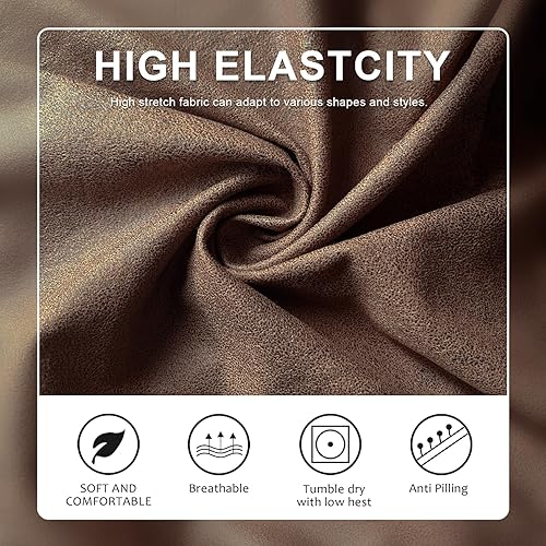 Miniatura 5 de Fundas de cojín tipo cuero para sofá, juego de fundas protectoras de muebles para sillón seccional, sofá biplaza de tela de elastano elástica,