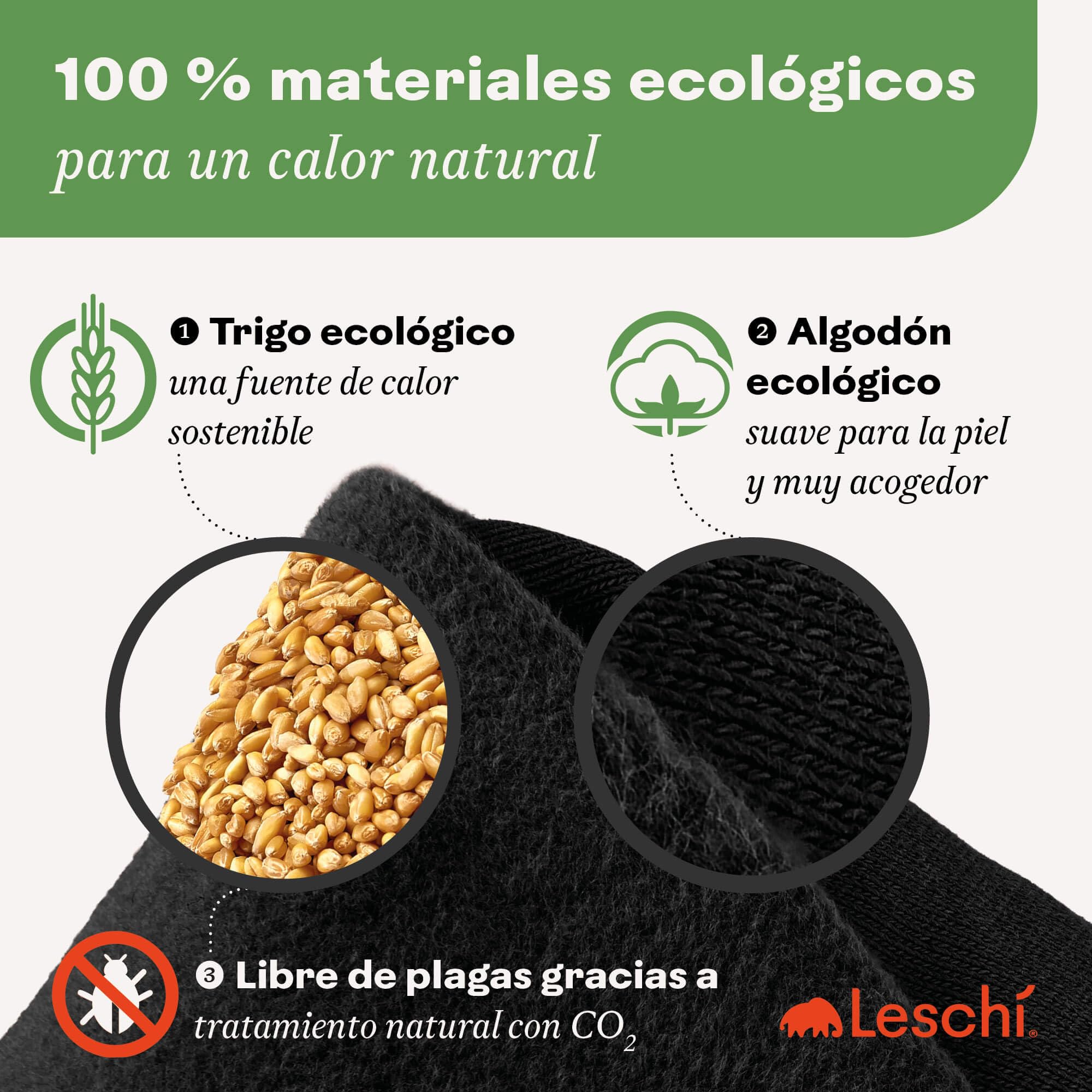 LESCHI Bolsa Semillas Microondas de 100% Algodón y Trigo Orgánicos, Saco de Semillas con Funda Lavable, Saco Térmico de Semillas ideal para Dolores Menstruales, Cólicos y Dolor Abdominal, Gata negra