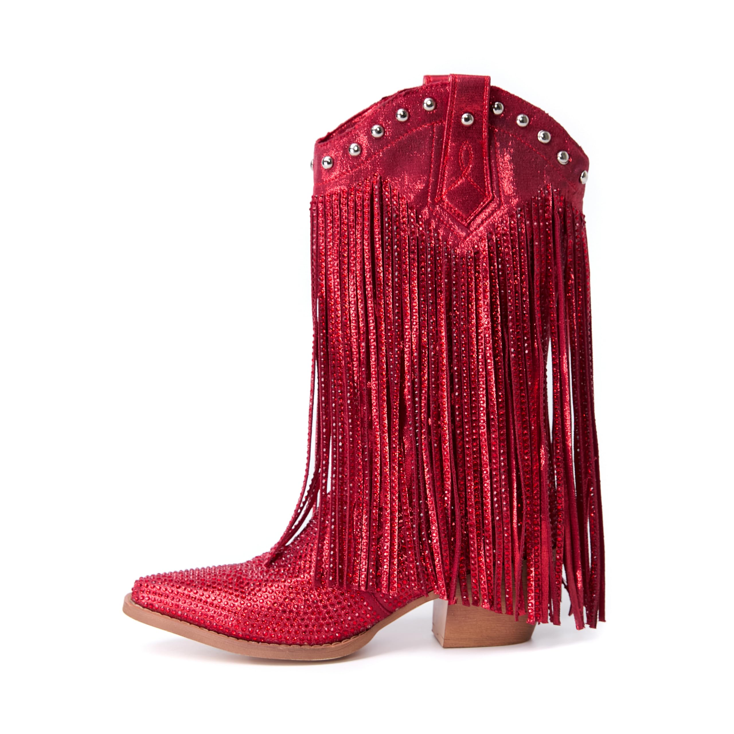 Women Pointed toe Thick Heel Ankle Boots Ladies Ladies Crystal Embroider Faux Fur Booties Short Boots