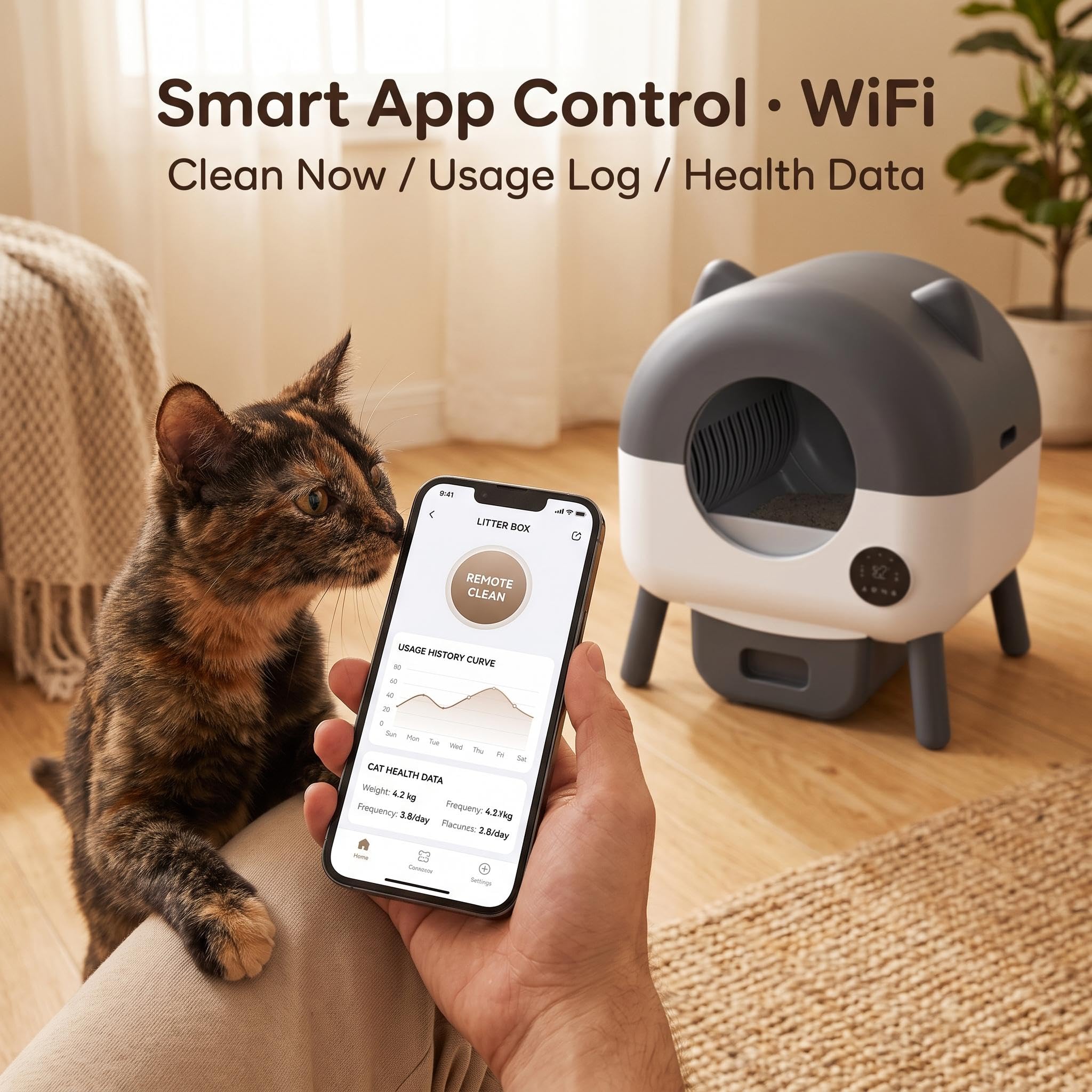 Garvee Lettiera autopulente, XXL, 76 l, silenziosa, 35 dB, app WiFi