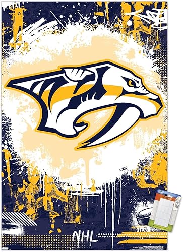 Trends International NHL Nashville Predators - Póster de pared con logotipo Maximalist 23, 14.72 x 22.37 pulgadas, paquete de póster y montaje
