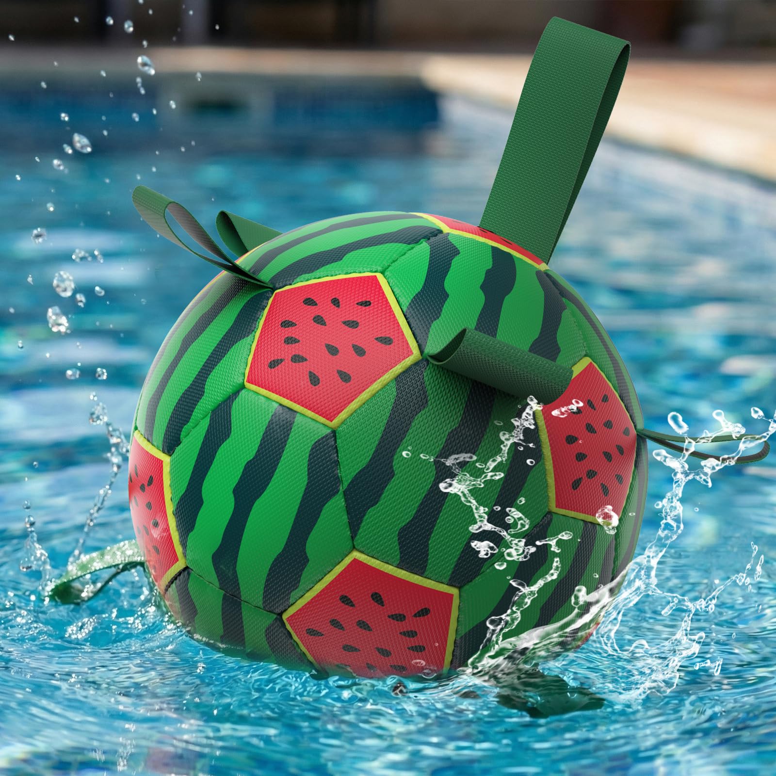 QDAN Dog Water Toys, Waterproof Dog Pool Toys, Watermelon Ball Swimming Beach Balls for Summer Outdoor Games (7 inch)