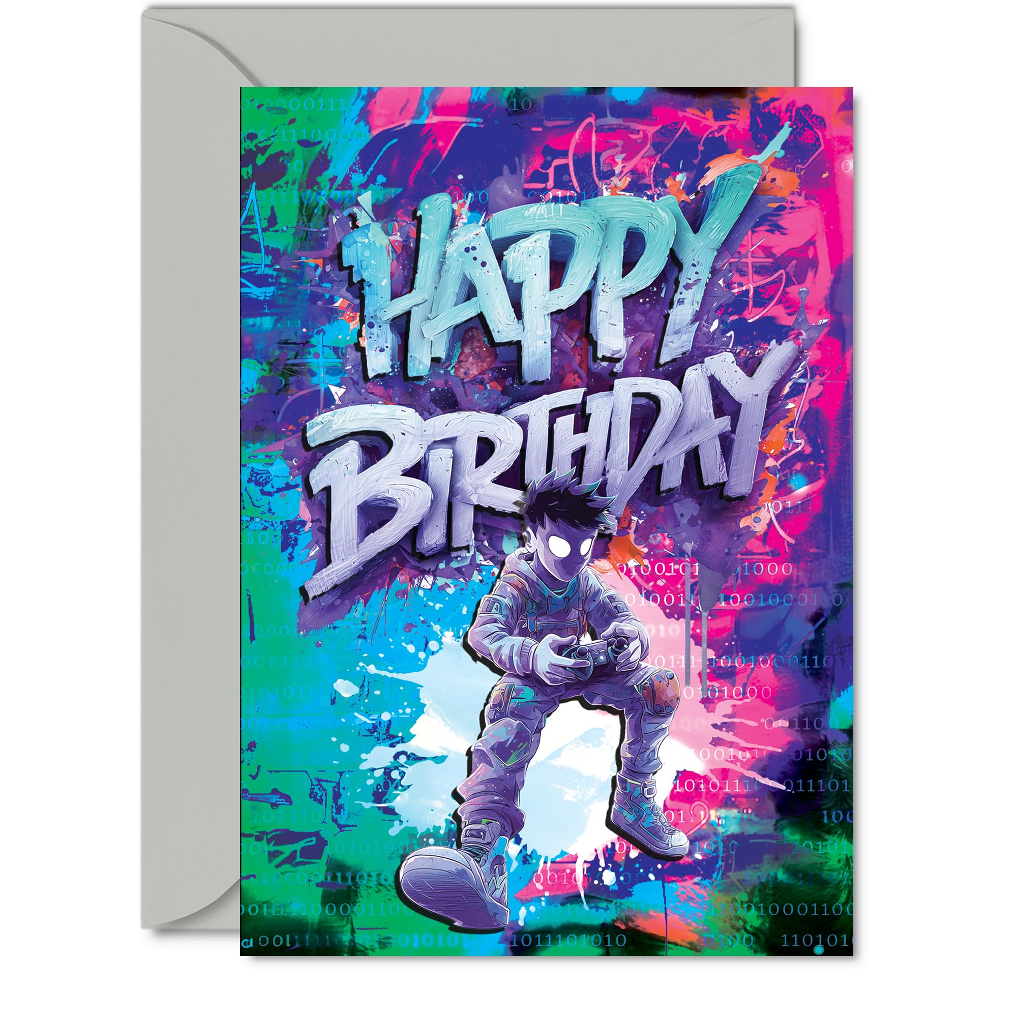 Family Birthday Card - Epic Gamer - Happy Birthday Card for Family from Colleague Friends, 5x7 Inch Epic Gamer Bday Greeting Cards