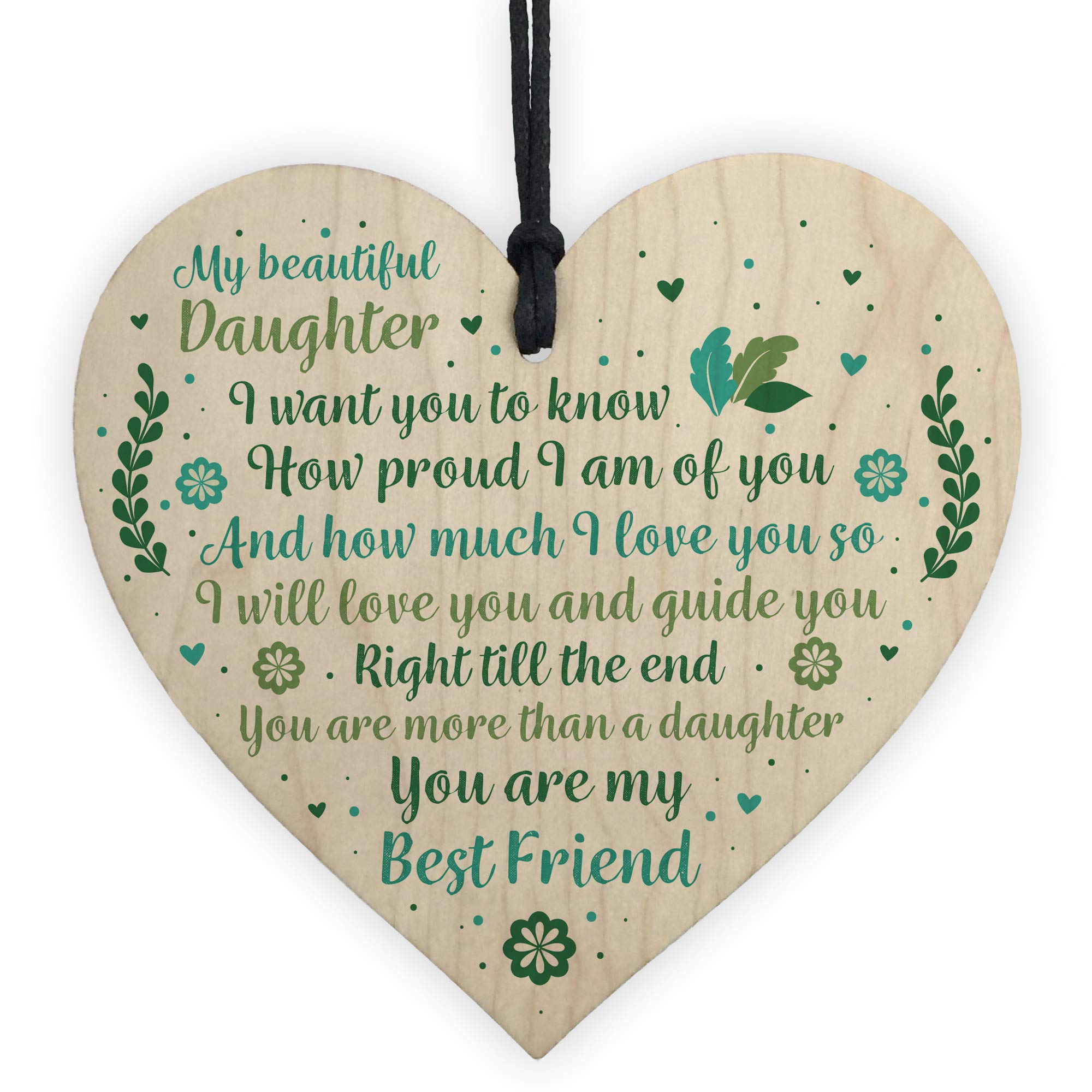Red Ocean Mother And Daughter Keepsake Gift Plaque Wooden Heart Christmas Birthday THANK YOU
