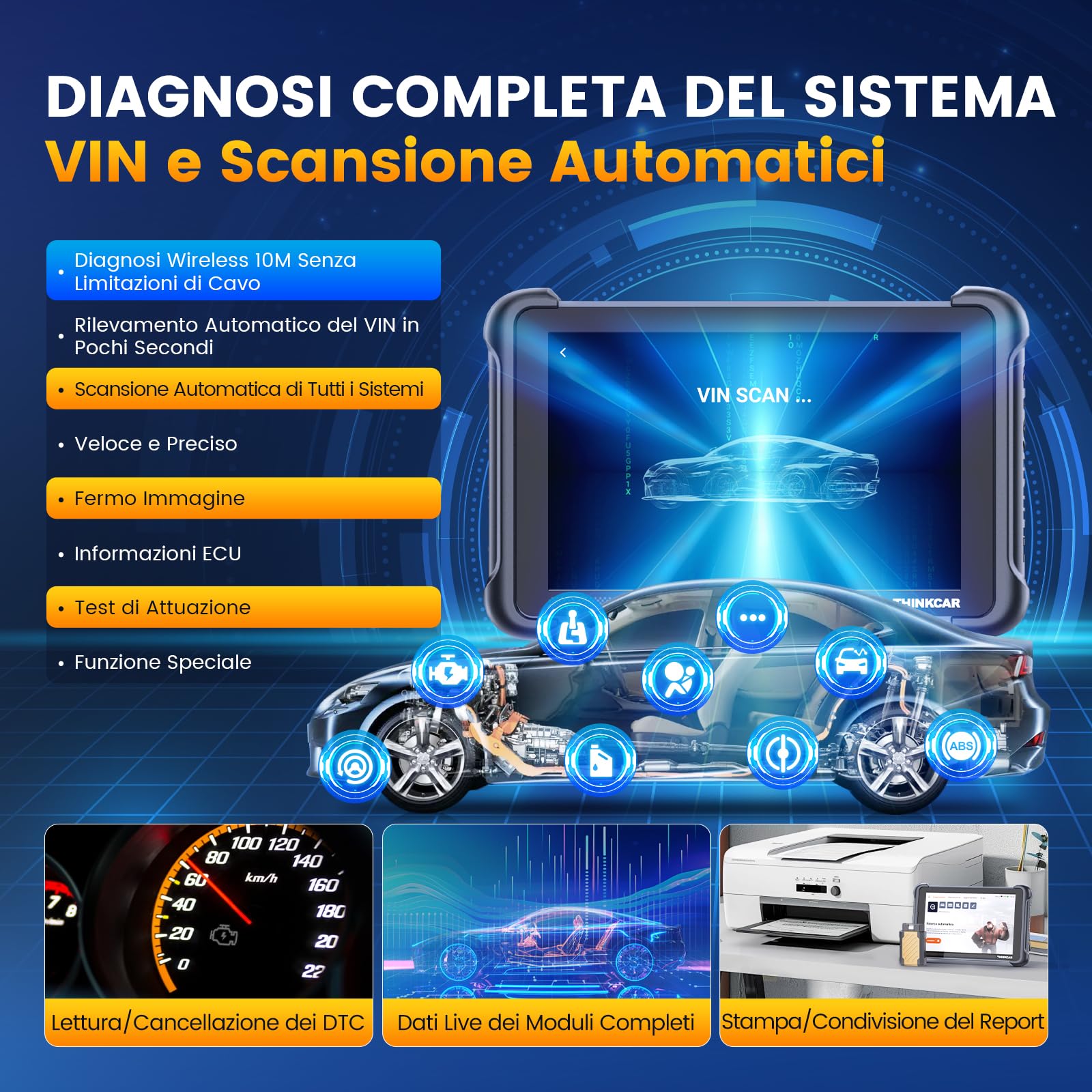ThinkScan 689BT OBD2 Auto Diagnostica con Diagnosi Completa del Sistema e 34 Servizi di Manutenzione, Controllo Bidirezionale, Codifica ECU, FCA, DoIP e CANFD con Scanner Bluetooth ThinkDiag Mini 2