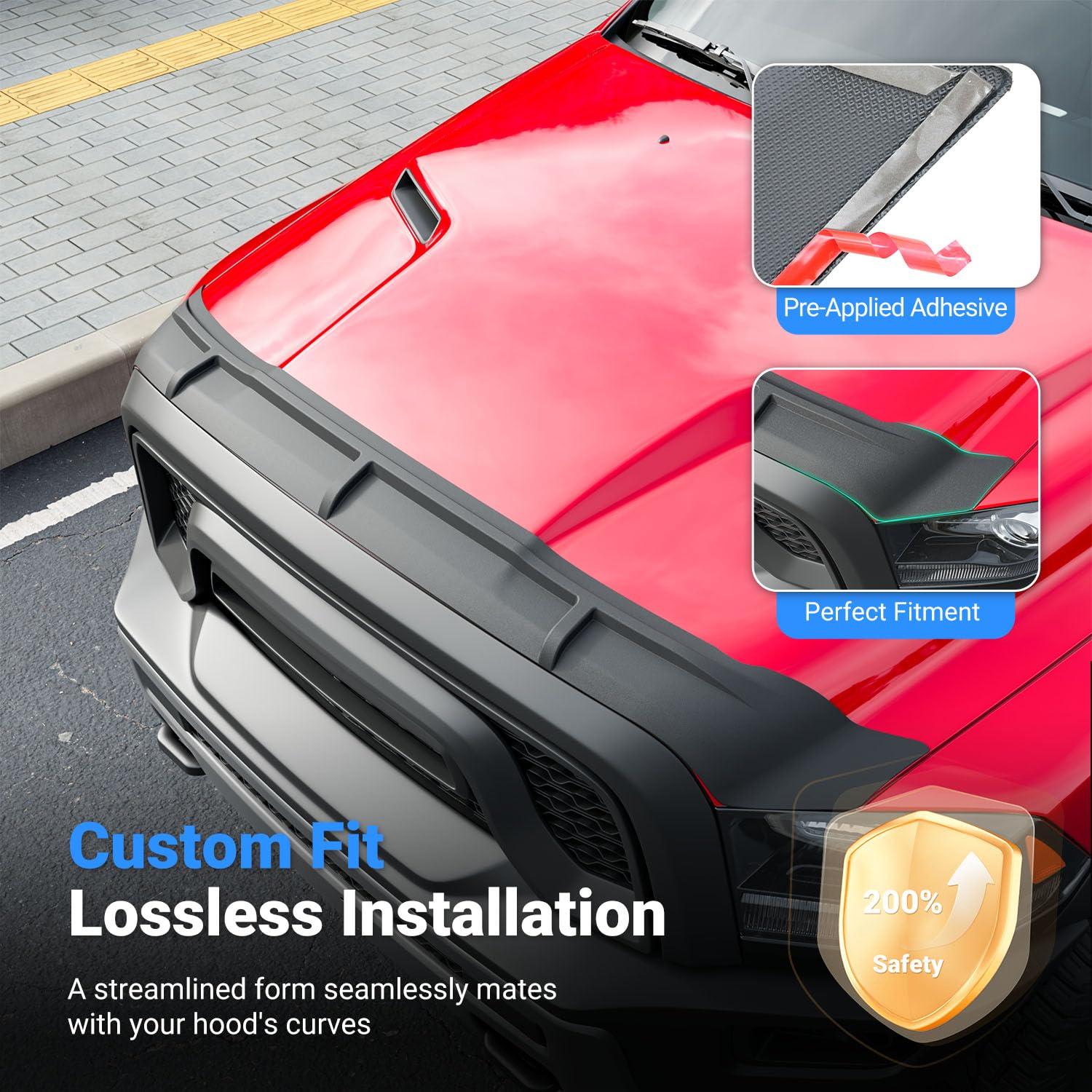 Motorhaubenschutz kompatibel mit Dodge RAM 1500 2009–2018 TPE-Schild Ersatz