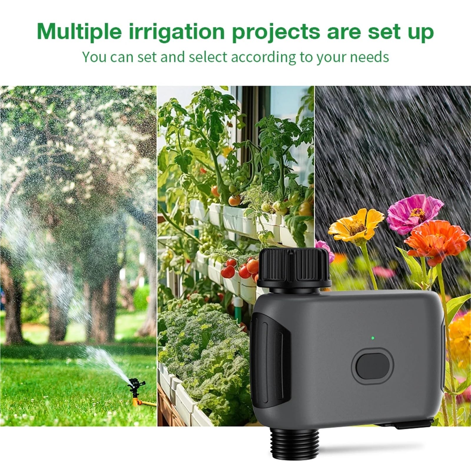 Programmatore di irrigazione. Timer for irrigazione da giardino intelligente Wi-Fi da 3/4", regolatore di irrigazione a goccia, valvola 'acqua, ritardo pioggia, irrigatore temporizzato programmabile T