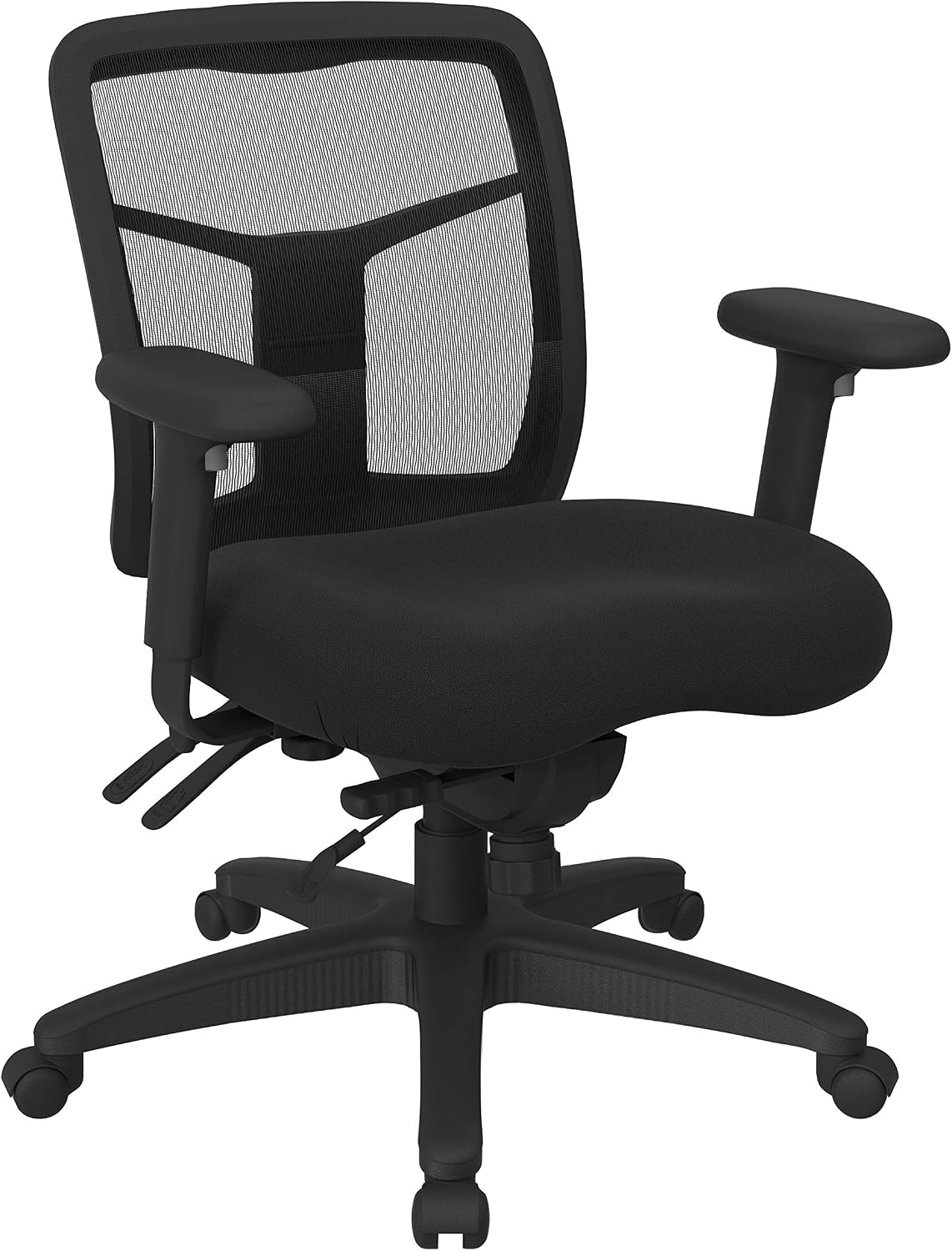 Office Star ProGrid Breathable Mesh Manager's Office Chair with Adjustable Seat Height, Multi-Function Tilt Control and Seat Slider, Mid Back, Icon Black Fabric