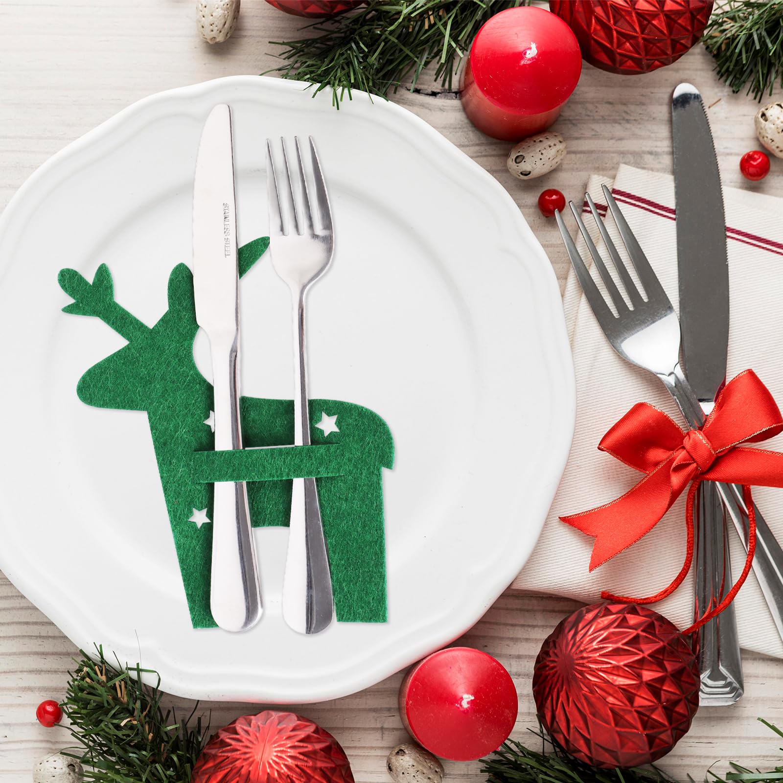 Ruhhy Bestekhouder Kerstbomen - Set van 12 Stuks