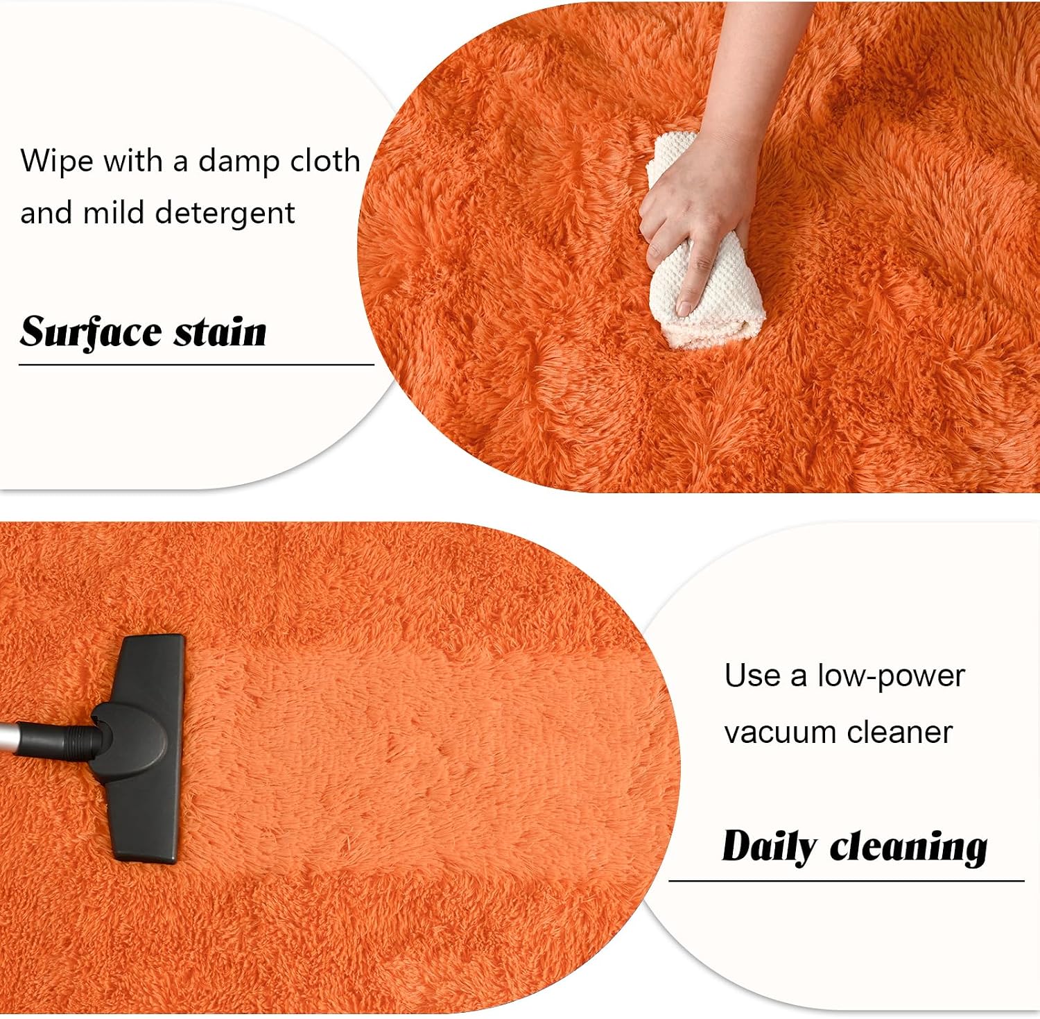 Runner Rug for Bedroom, 2x6 Soft Shag Fluffy Area Rugs for Girls Boy's Room, Plush Shaggy Carpet with Non-Slip Bottom for Living Room Dorm, Dark Orange