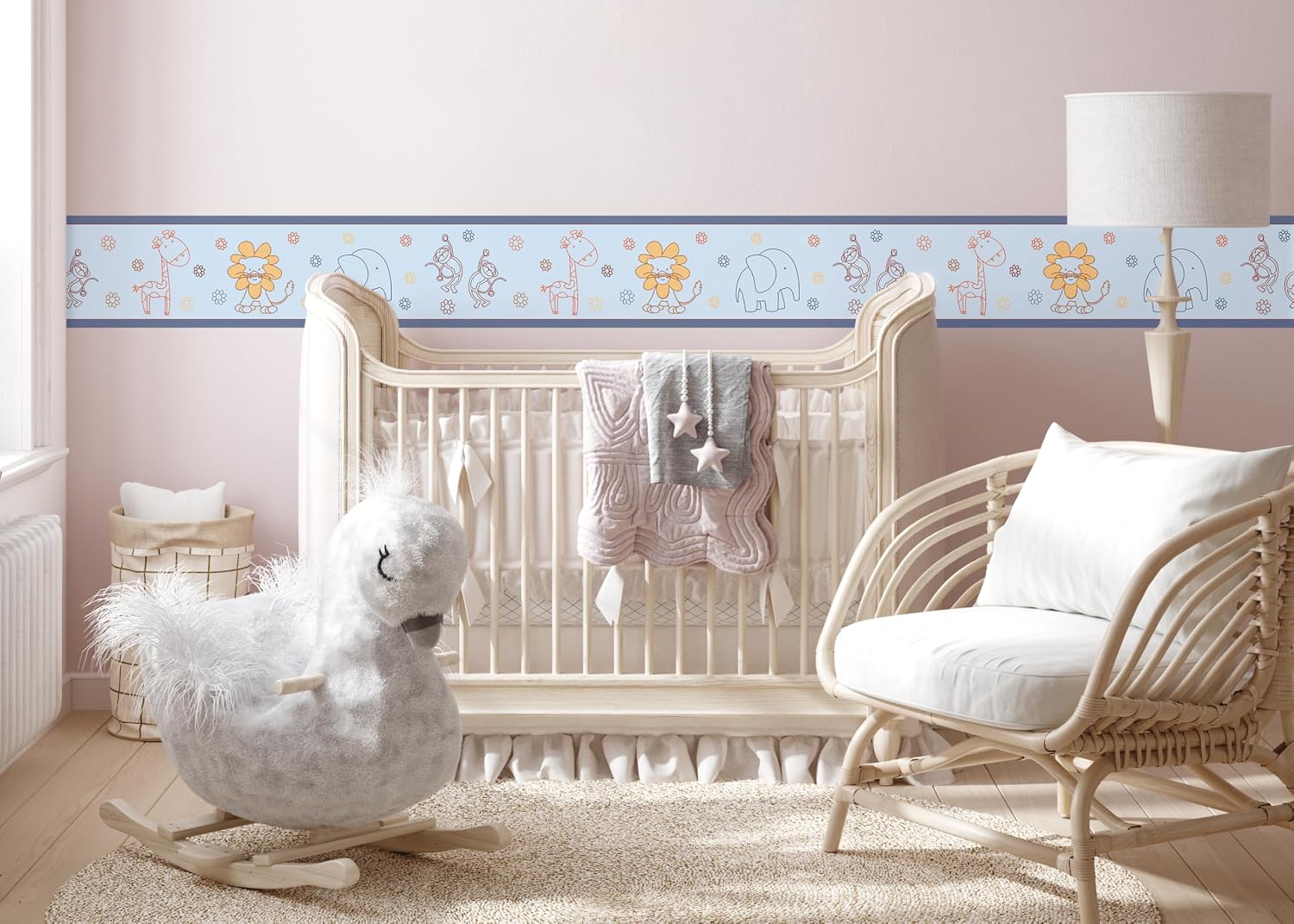 Self-Adhesive Border Blue Fairy Tale AG Design, AWBD 8054 Waterproof Children's Room Wall Sticker Decoration Wall Border for Girls and Boys Film Width 500 cm x Height 13.8 cm