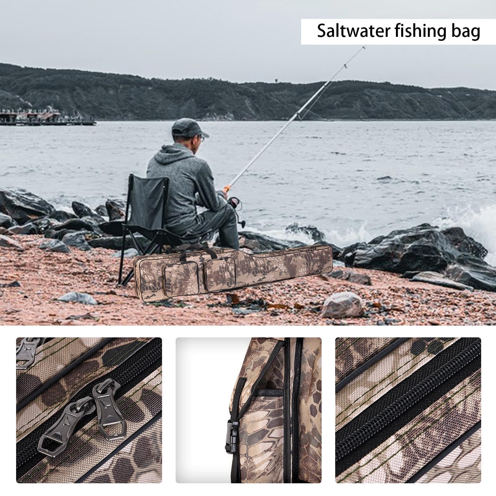 Borsa per Canna da Pesca Portacanne Multitasca a Doppio Strato | Esterna Per Canna Da Pesca per Spiaggia Campeggio Escursionismo Lago Acqua Salata Kayak