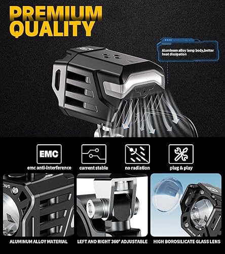 Miniatura 6 de Kewig Luz antiniebla LED auxiliar para motocicleta, 60 W, foco LED ámbar blanco, kit de luz auxiliar con soporte de montaje, arnés de cable,