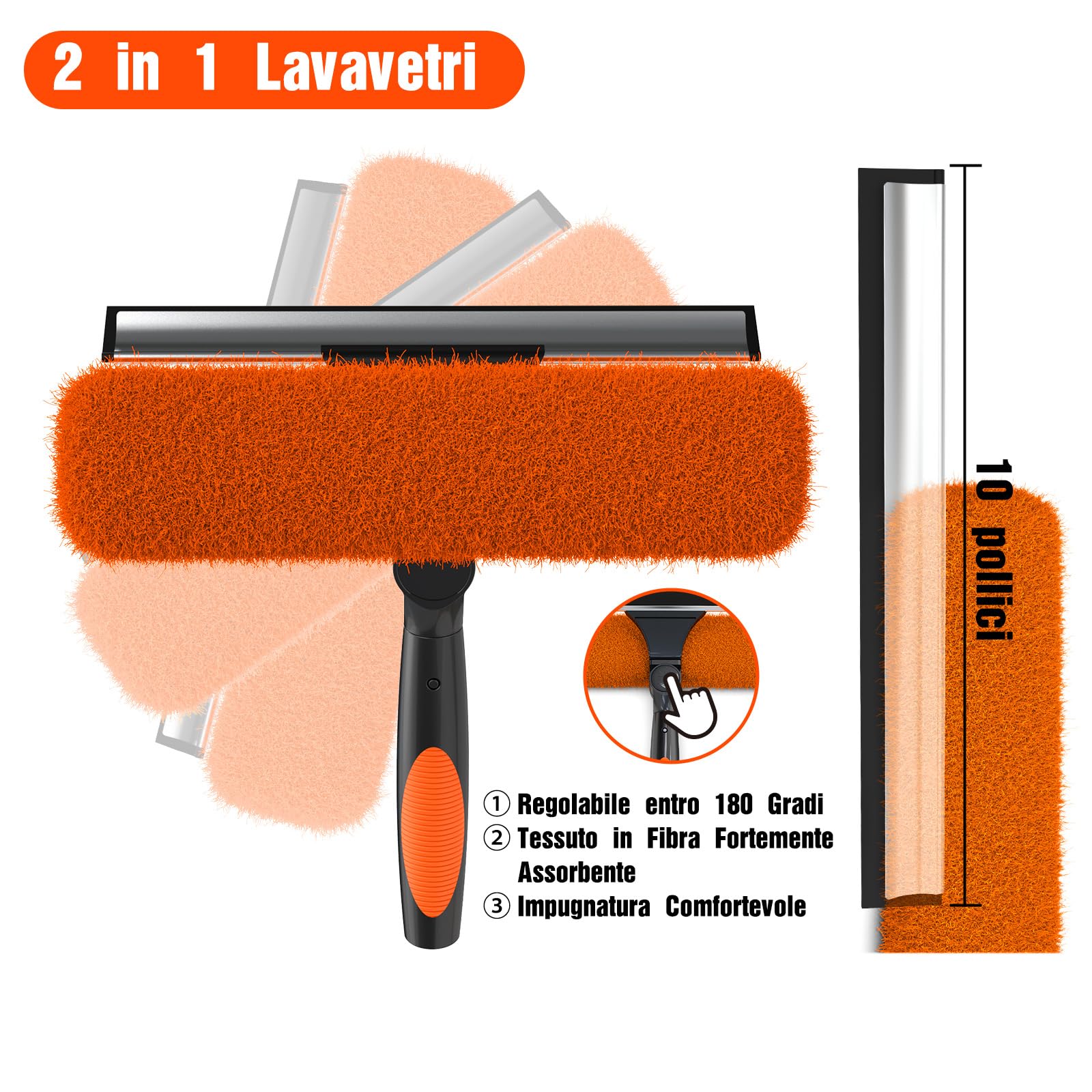 LAANPOLE Lavavetri con Asta Estensibile 6m, Lavavetri 2-in-1 per Pulizia Vetri, Kit di Pulizia Professionale per la Casa con Asta Telescopica 6m per Uso Interno ed Esterno