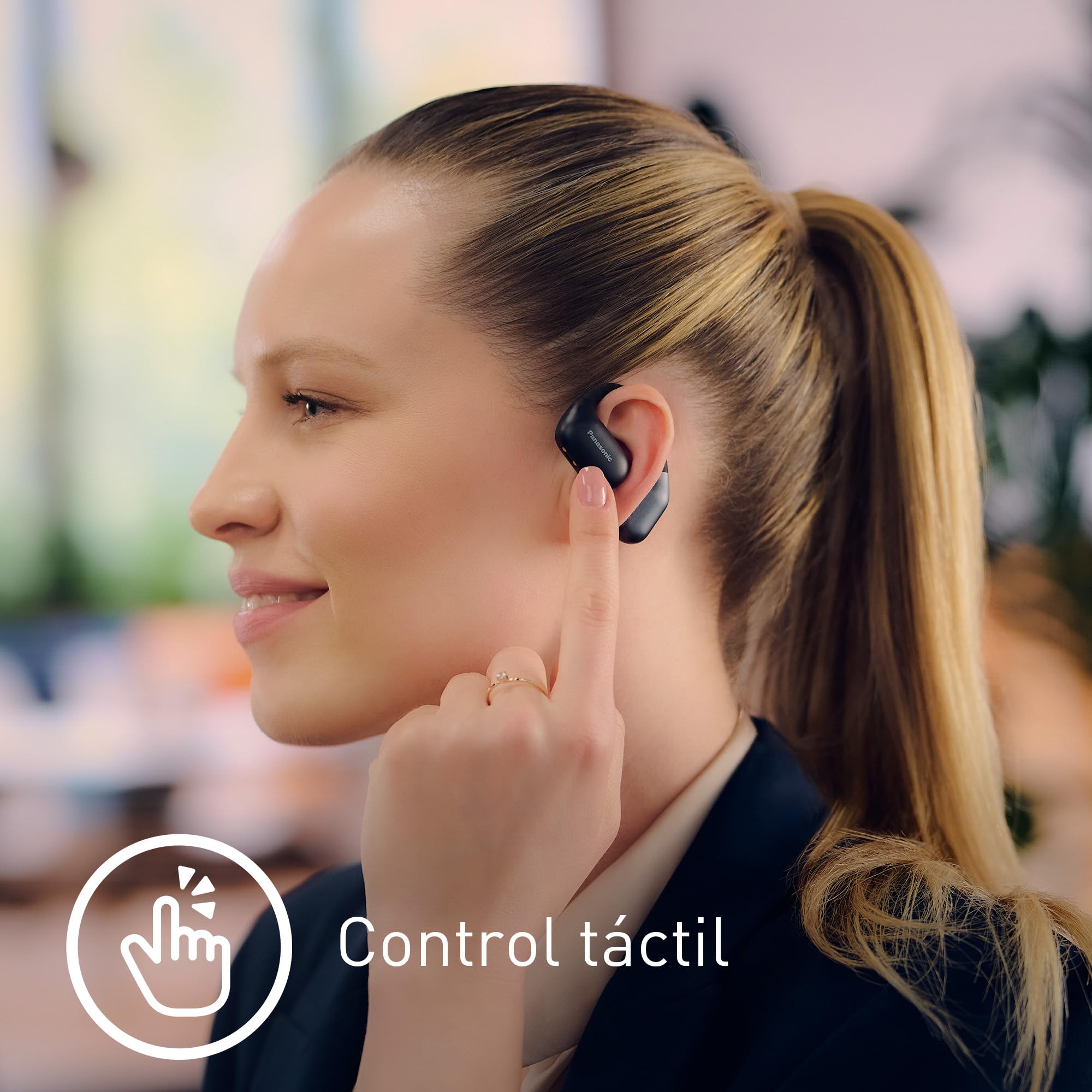 Panasonic RB-F10DE-K Auriculares Inalámbricos de Oído Abierto Sport Deportivos para Running y Fitness, con Micrófono ENC, 25 Horas de Reproducción, Bluetooth 5.4, IPX4, Controles Táctiles, Negro