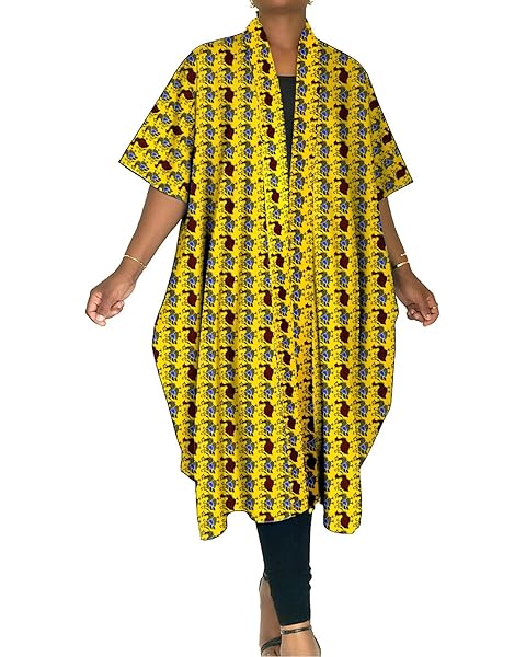 African Attire for Women Dashiki Kimono Cardigan Kaftan Plus Size Kente Wax Print T...