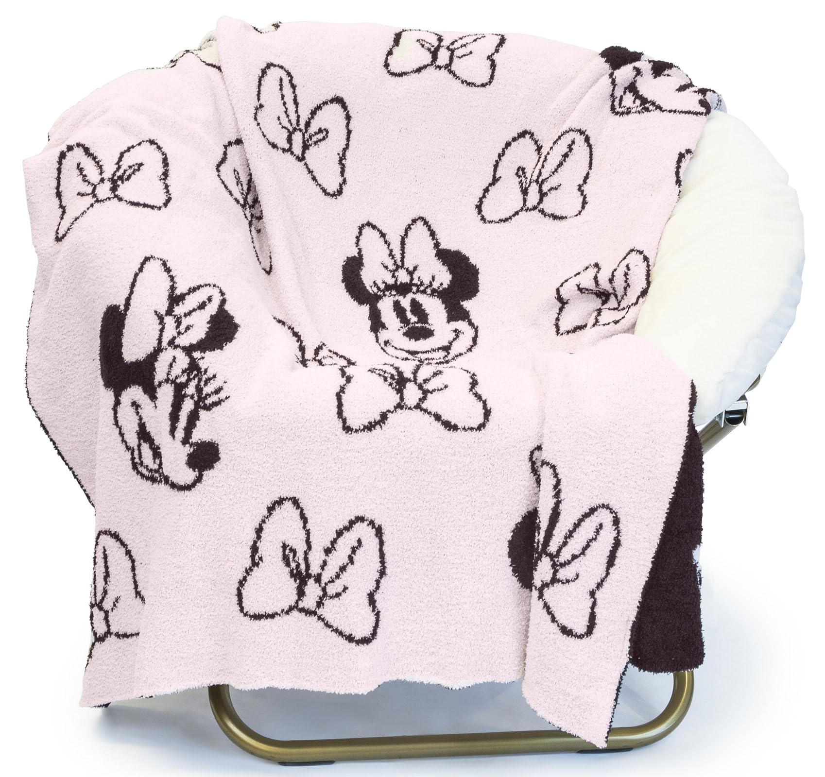 Jay Franco Disney Minnie Mouse Feather Knit Fluffy Throw Blanket for Girls - Light Pink Bows Fuzzy Blanket Measures 50 x 60 inch | Super Soft Lightweight Bedding