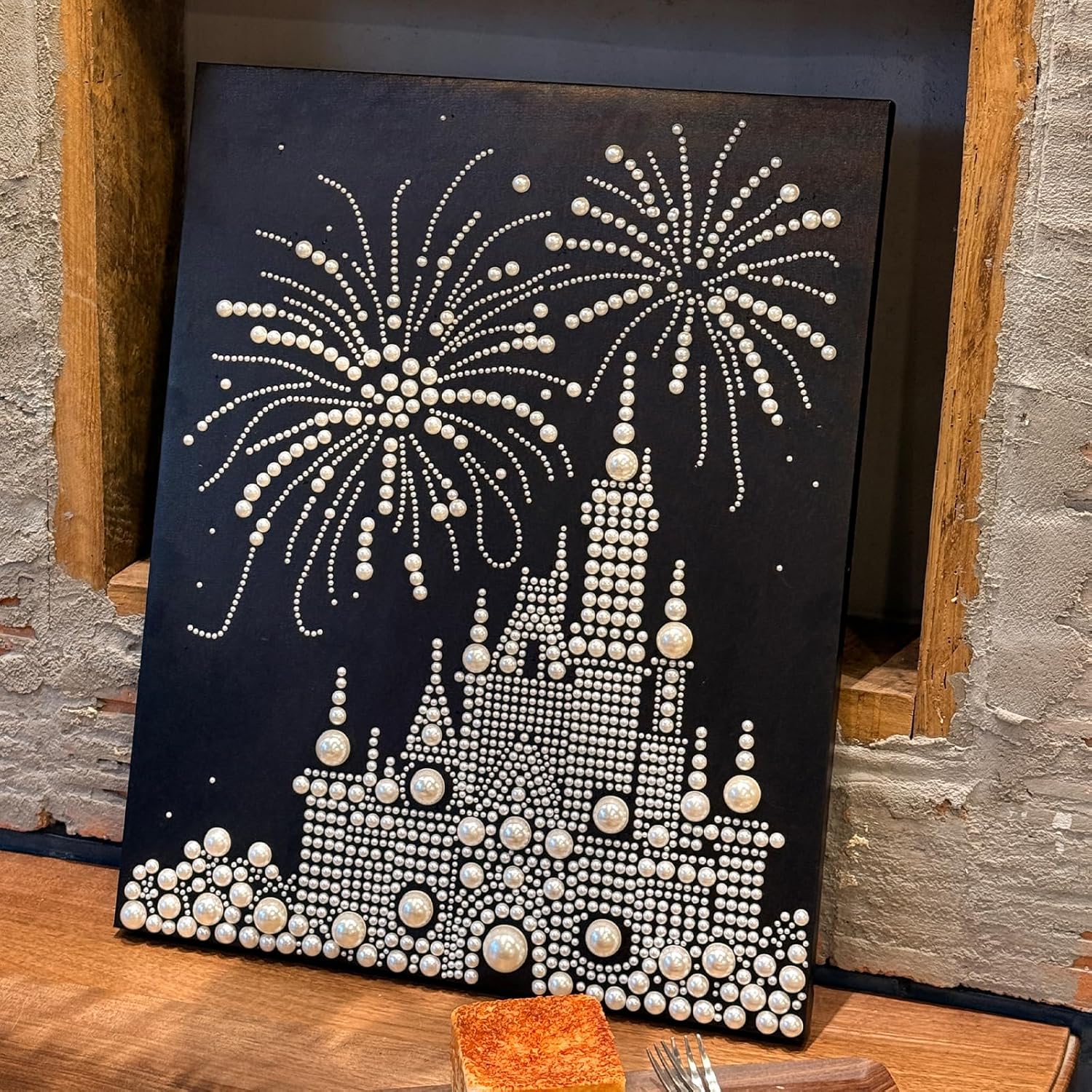 DIY Diamond Pearl Painting Kit for Adults, Flower 3D Pearl Painting Craft with Wooden Frame 40x50cm, Beginner Friendly Home Wall Decor Art, Gift for Women Men Housewarming (Castle)